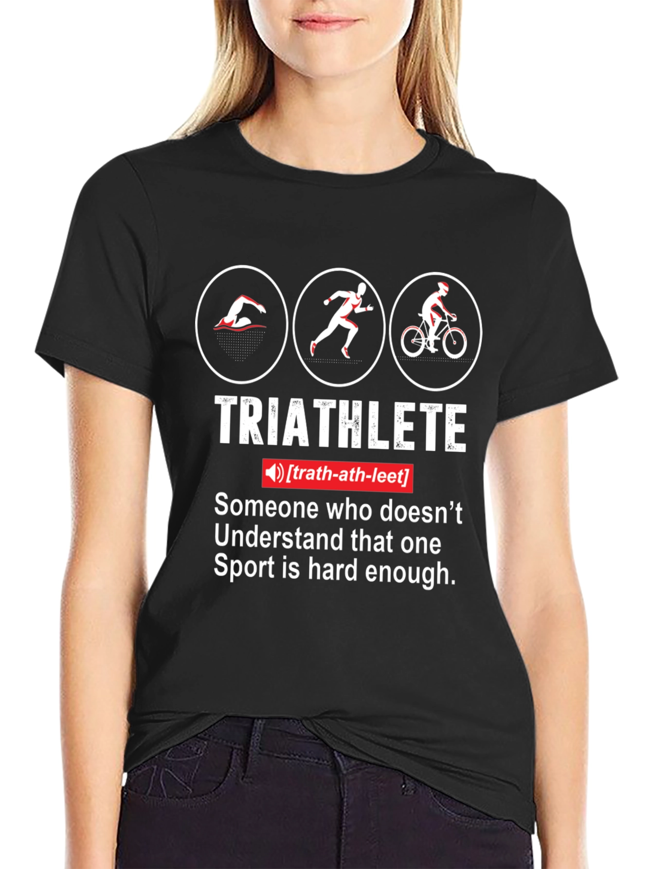Black Triathlete Definition Graphic T-Shirt - Funny Triathlon Gift for Athletes view 2