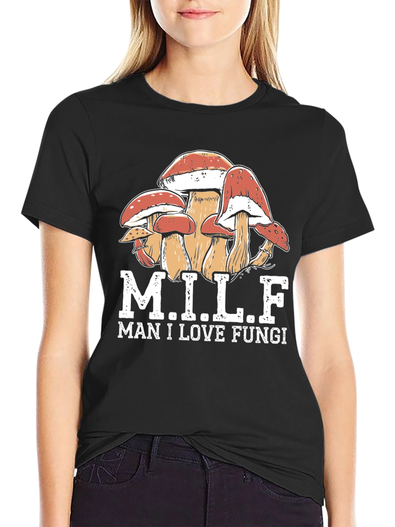 Black MILF Man I Love Fungi T-Shirt view 2