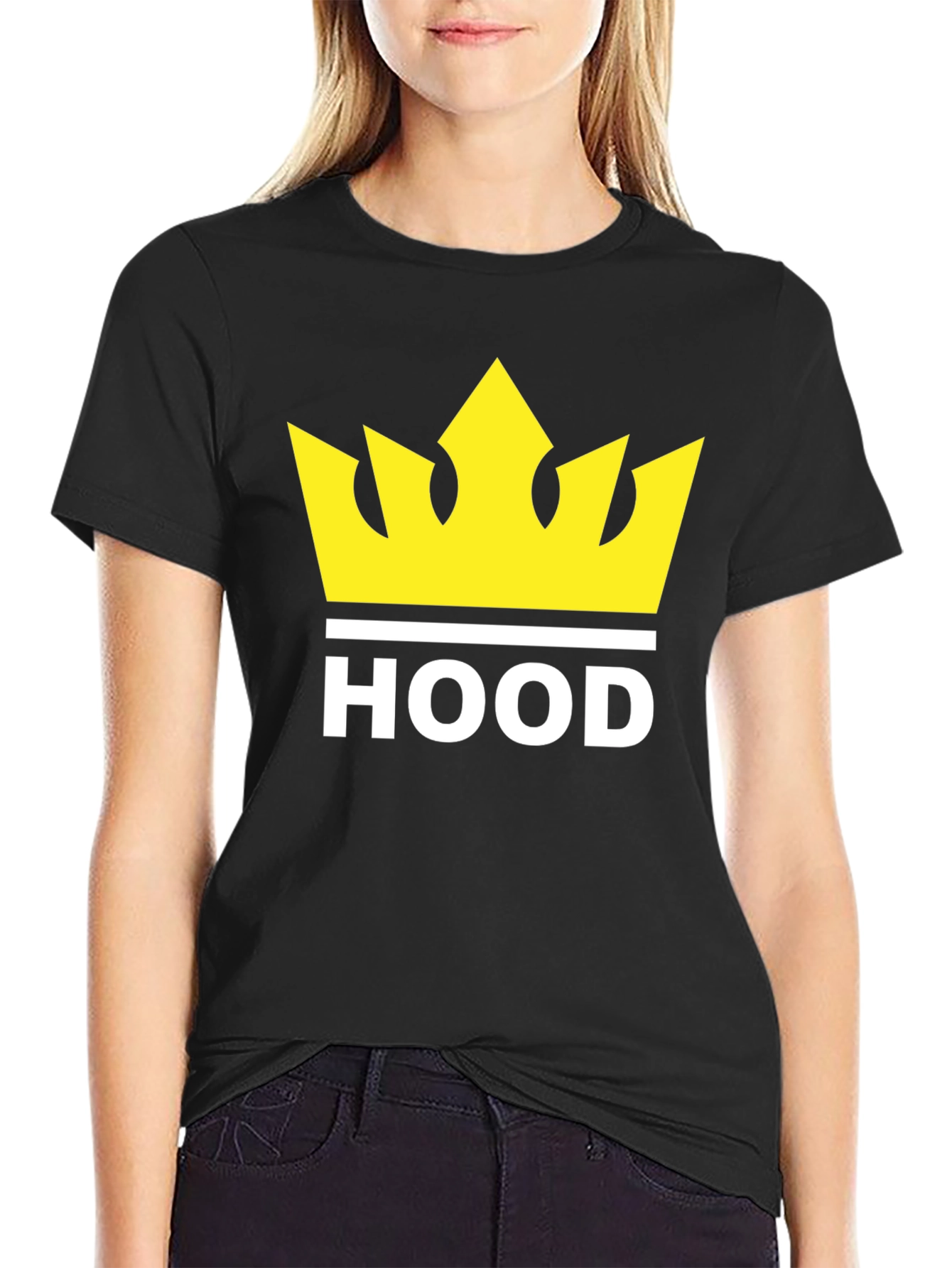 Black HOOD Crown Graphic Print Black T-Shirt view 2