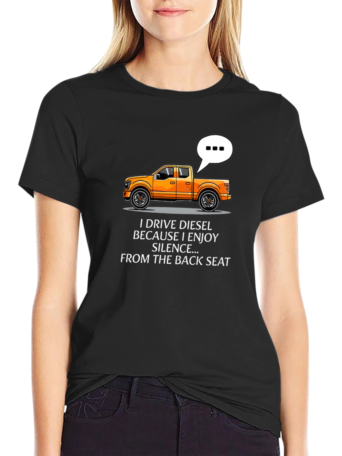 Black Diesel Truck Humor T-Shirt - Enjoy The Silence view 2