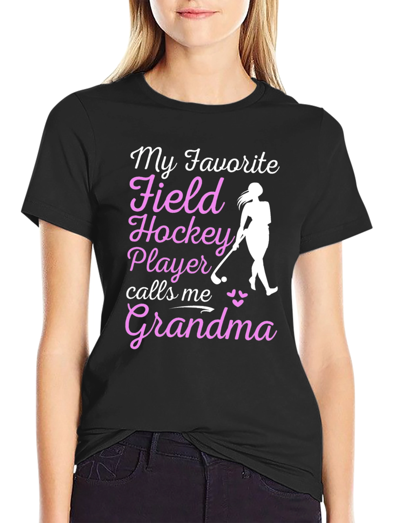 Black Field Hockey Grandma Tee - Love for the Game view 2