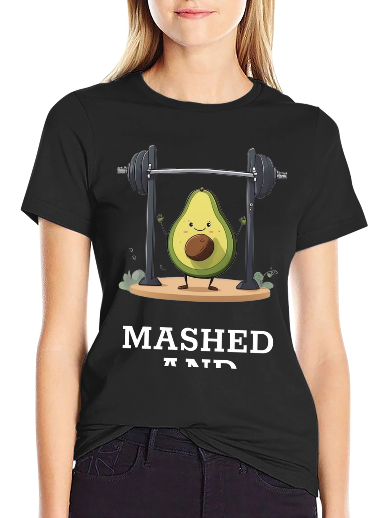 Black Mashed and Ripped Avocado Gym T-Shirt view 2