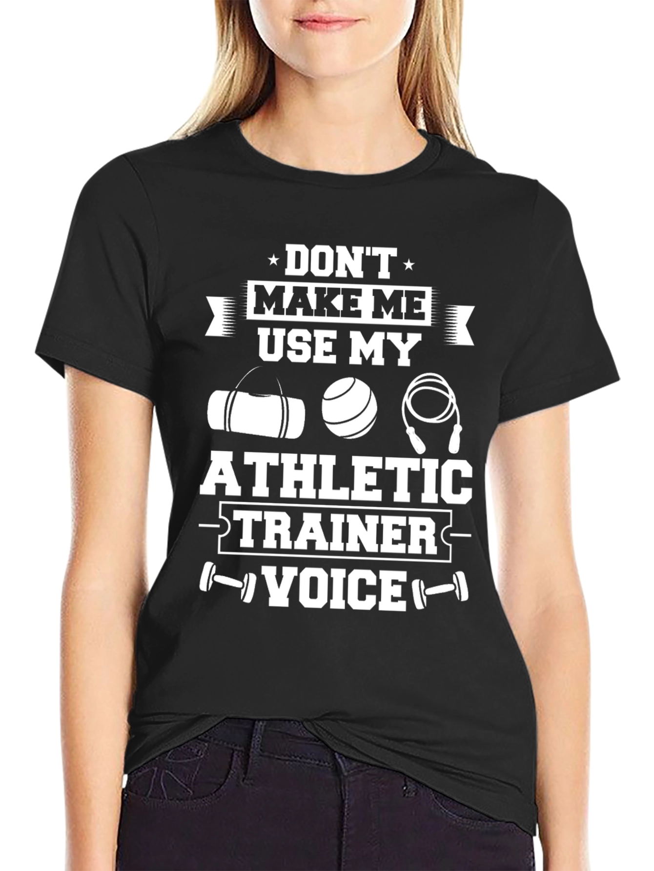 Black Athletic Trainer Voice T-Shirt - Funny Workout Tee view 2