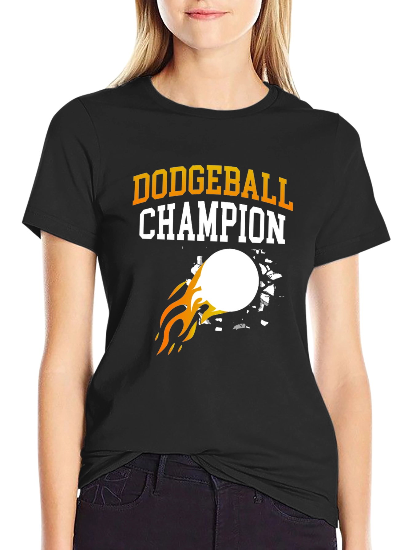 Black Dodgeball Champion Graphic T-Shirt view 2