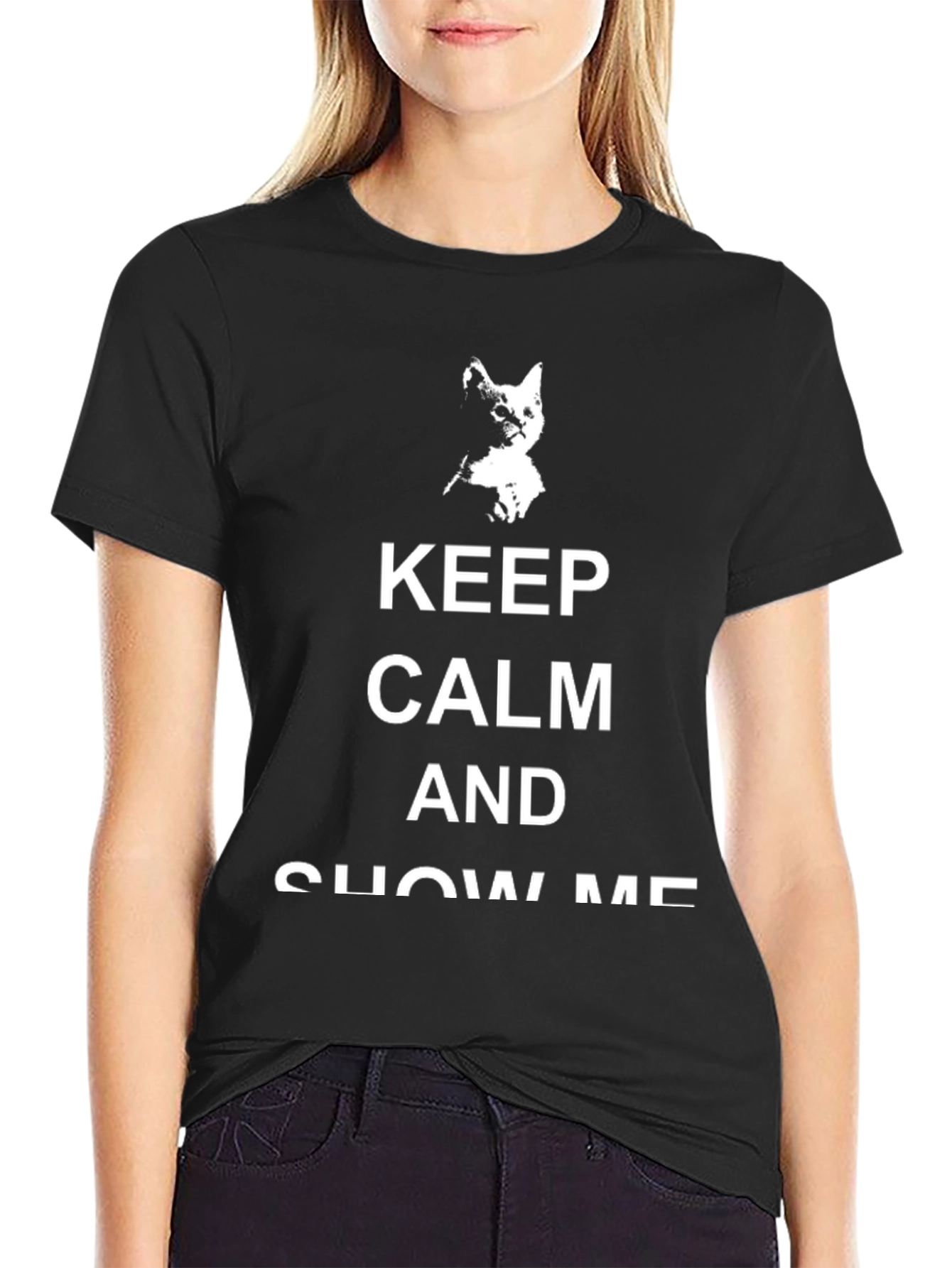 Black Keep Calm Kitten T-Shirt - Black view 2