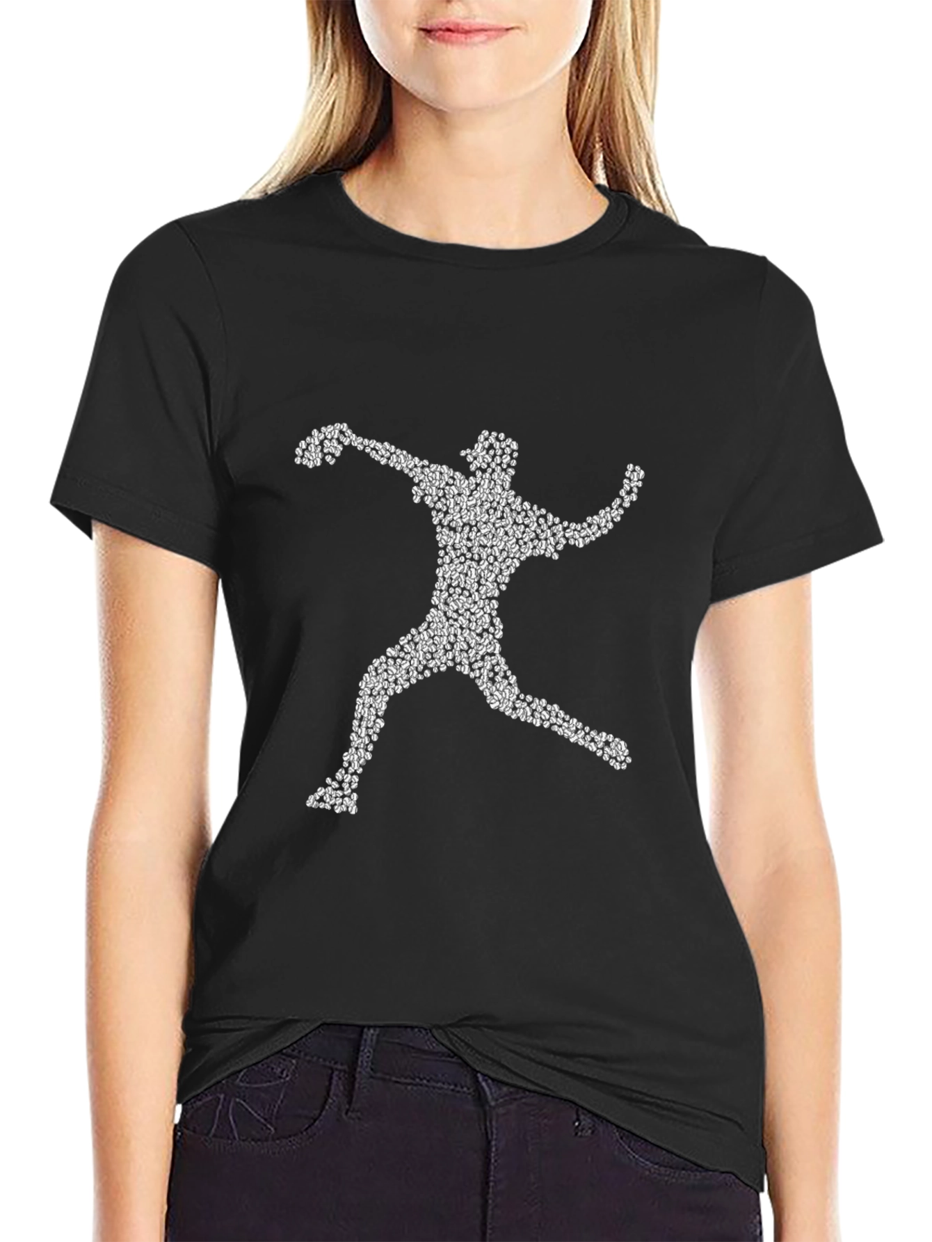 Black Baseball Pitcher T-Shirt - Unique Silhouette Graphic Tee view 2