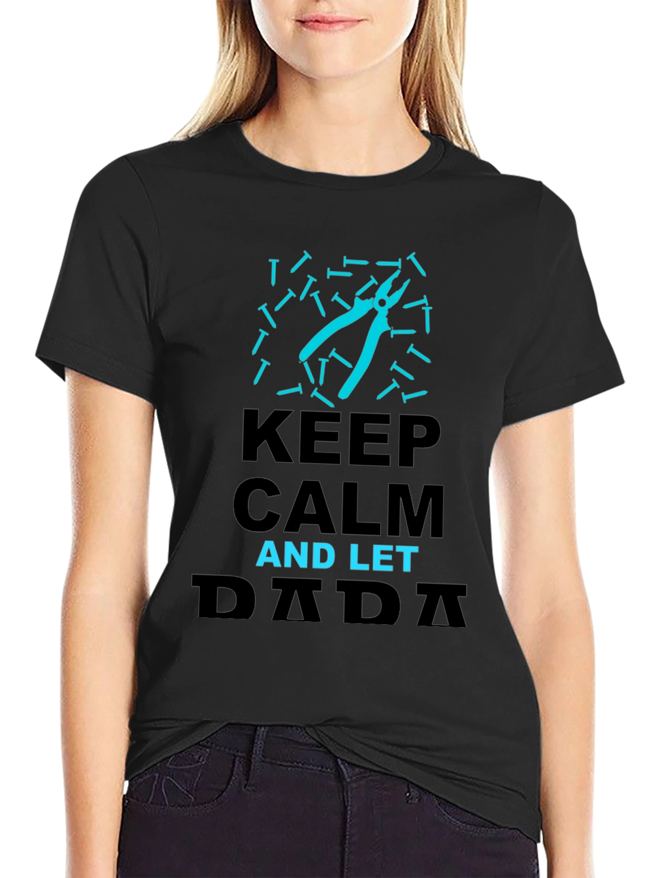 Black Keep Calm and Let Dada Handle It Graphic Tee view 2