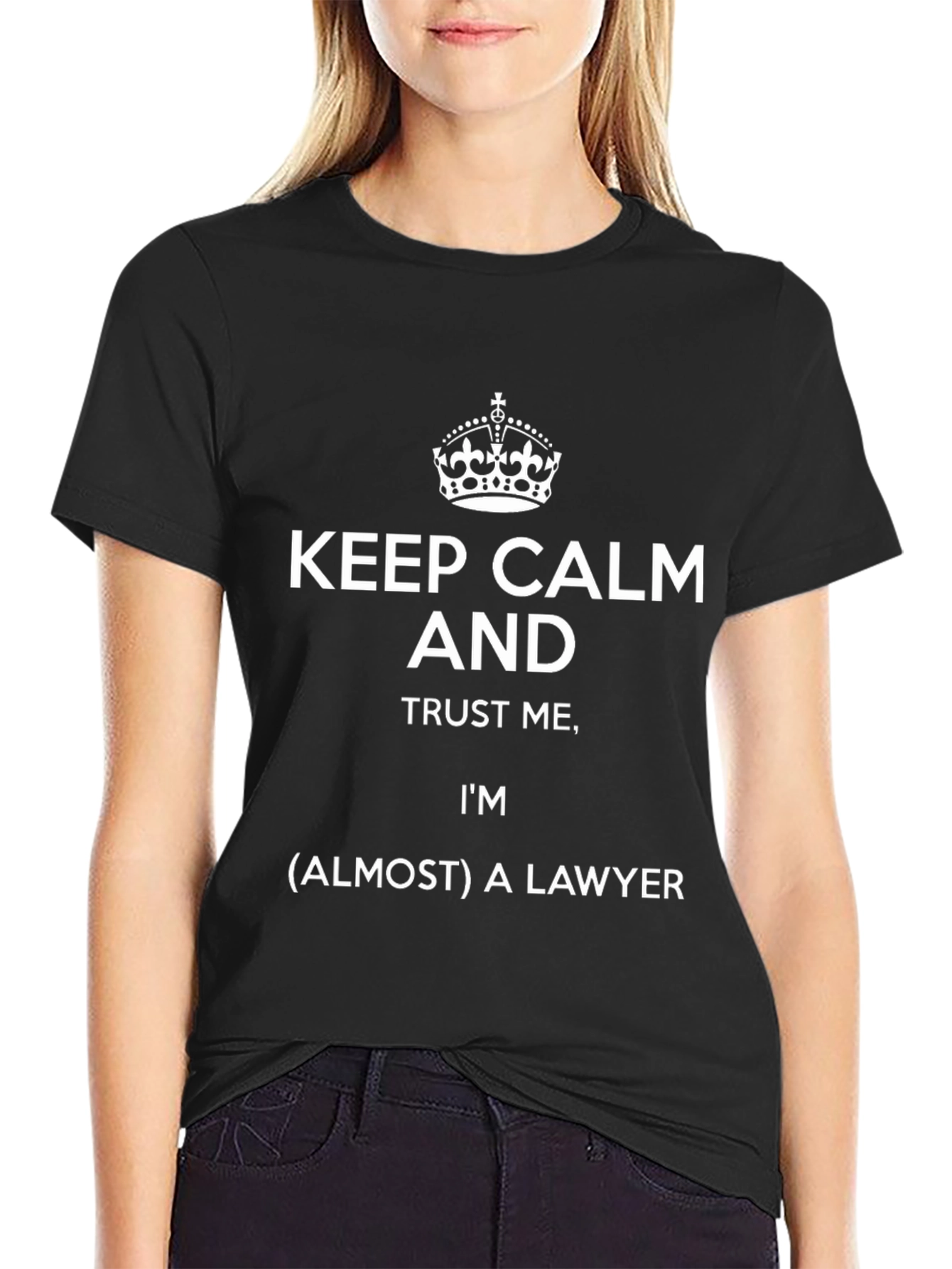 Black Keep Calm Almost Lawyer T-Shirt - Funny Law School Gift view 2