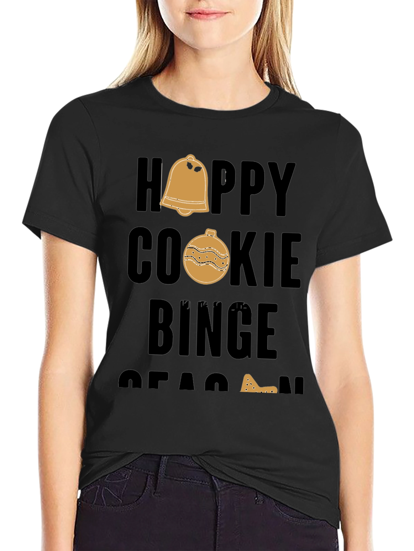 Black Happy Cookie Binge Season Black T-Shirt view 2
