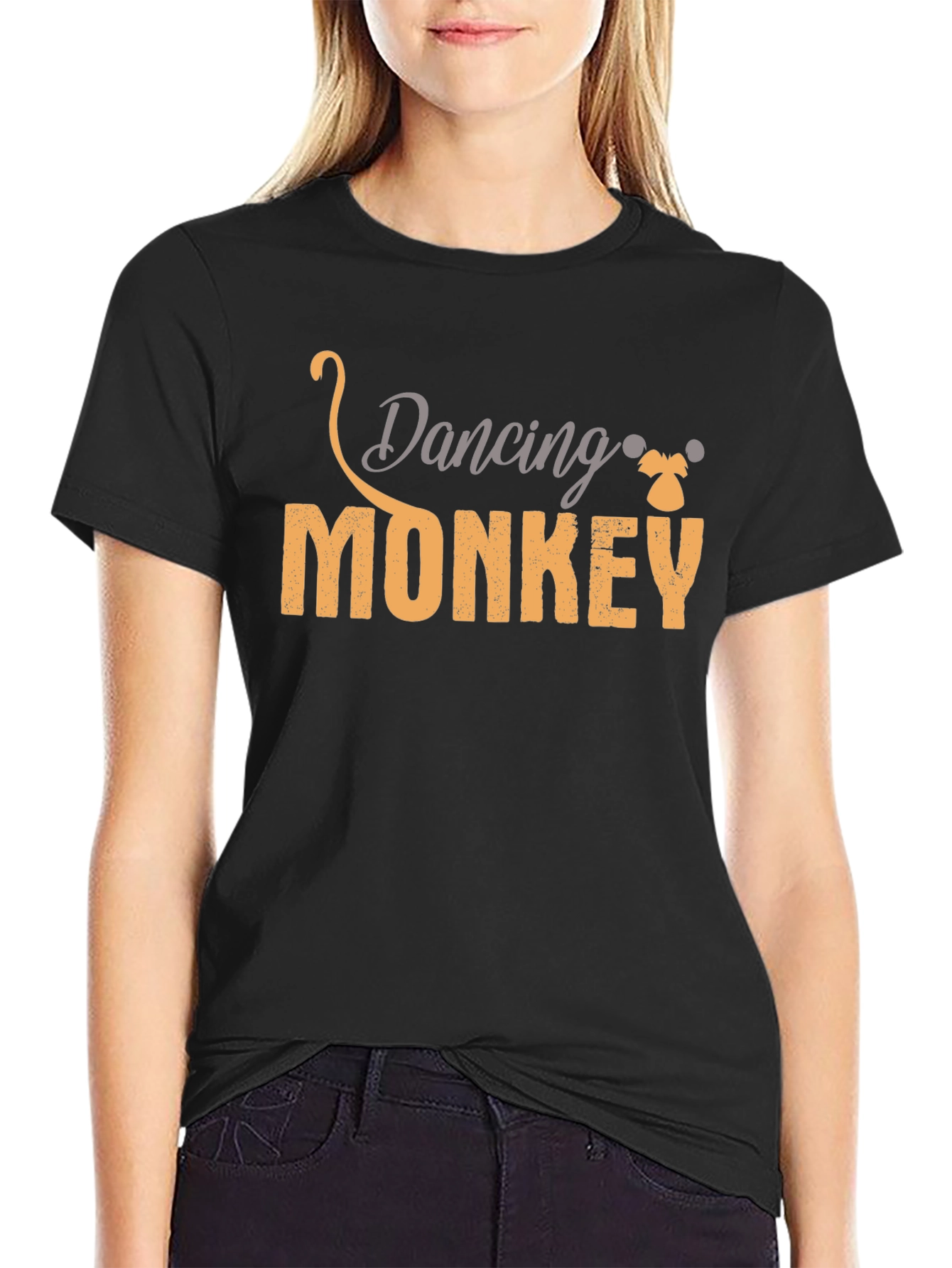Black Dancing Monkey Black T-Shirt view 2
