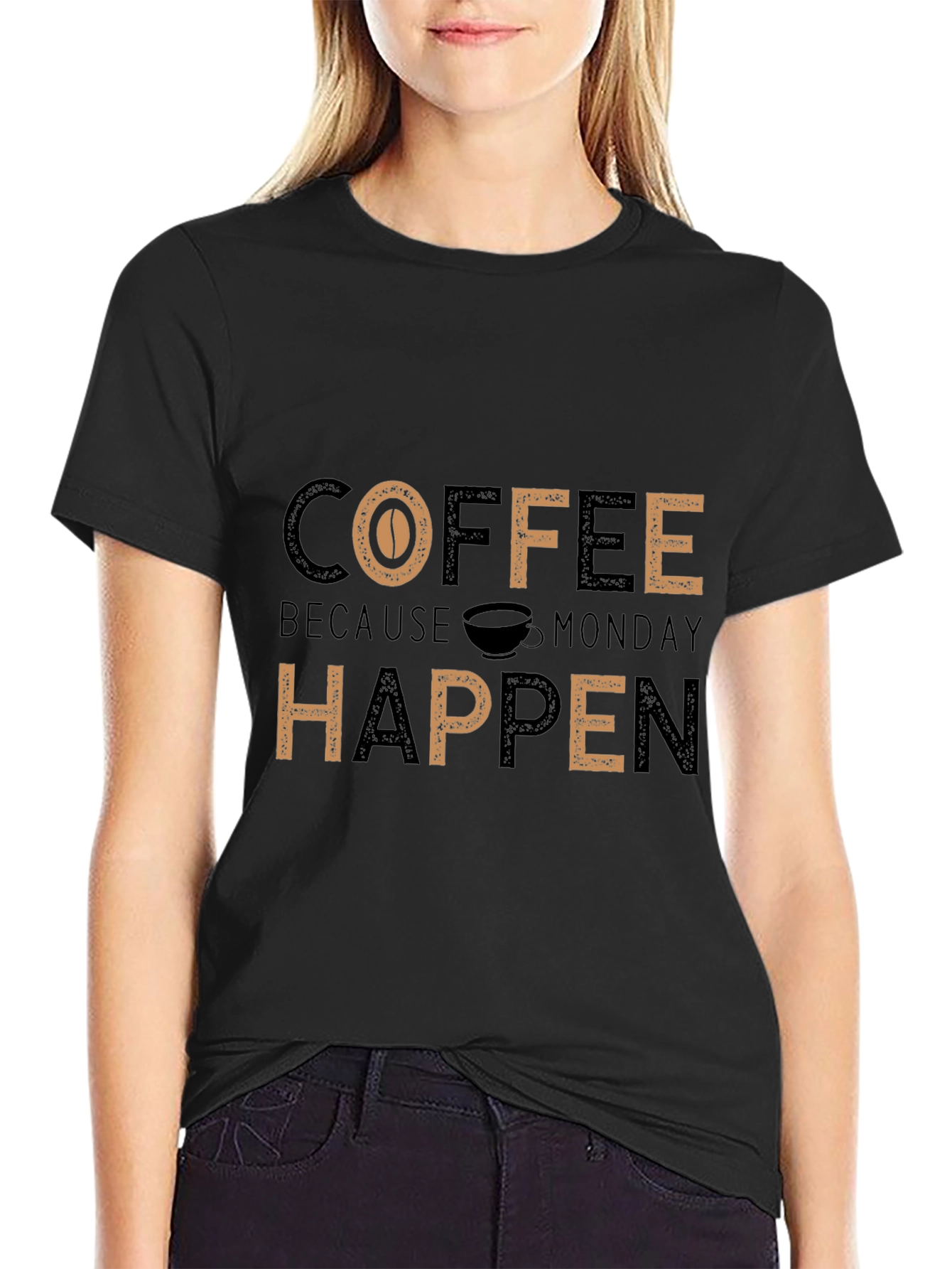 Black Coffee Because Monday Happen T-Shirt view 2