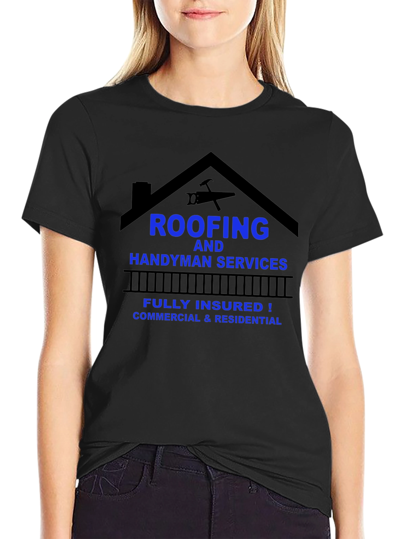 Black Roofing & Handyman Services T-Shirt view 2