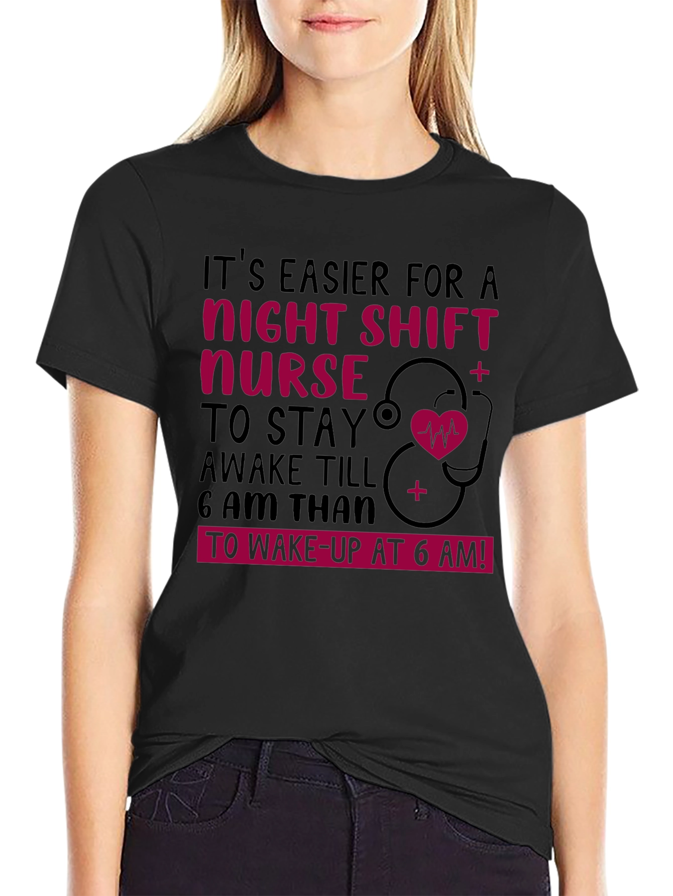 Black Night Shift Nurse T-Shirt view 2
