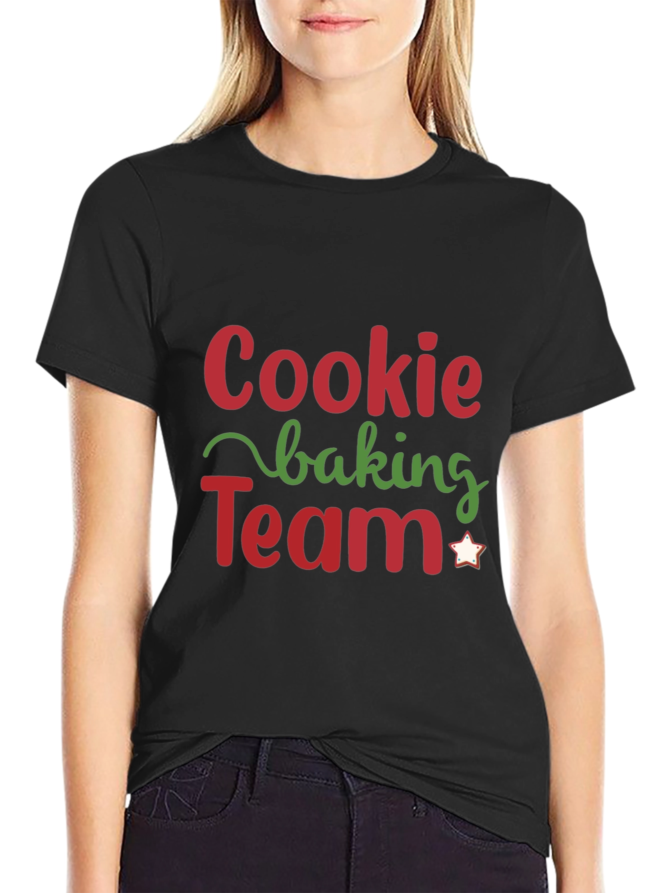 Black Cookie Baking Team Holiday T-Shirt view 2
