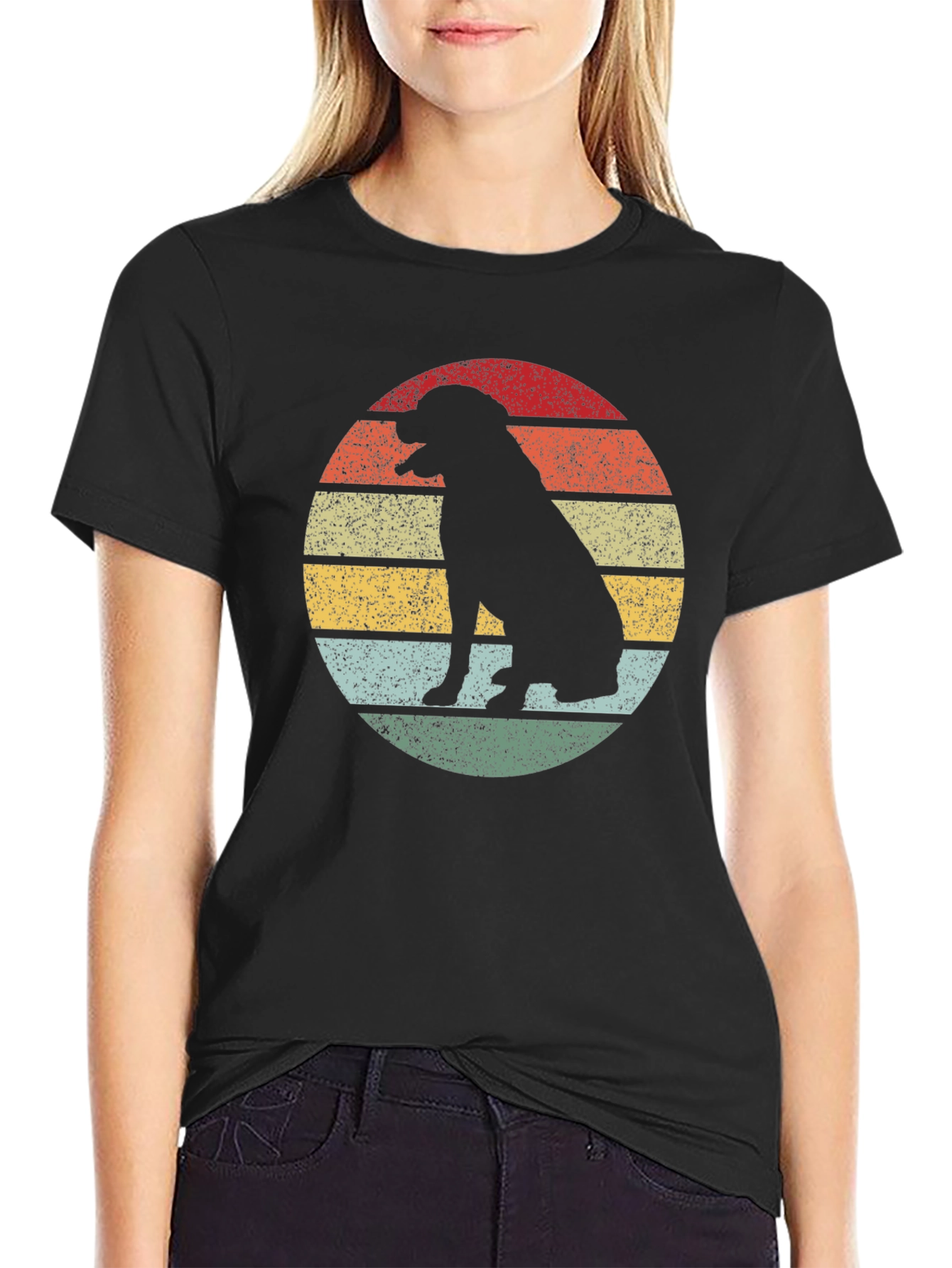 Black Retro Dog Silhouette T-Shirt - Vintage Style Graphic Tee view 2