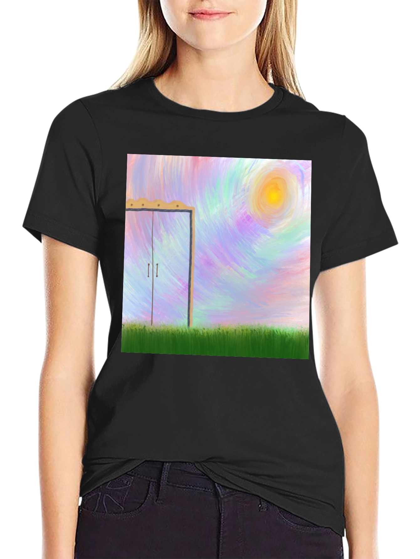 Black Colorful Painted Door Graphic Tee view 2