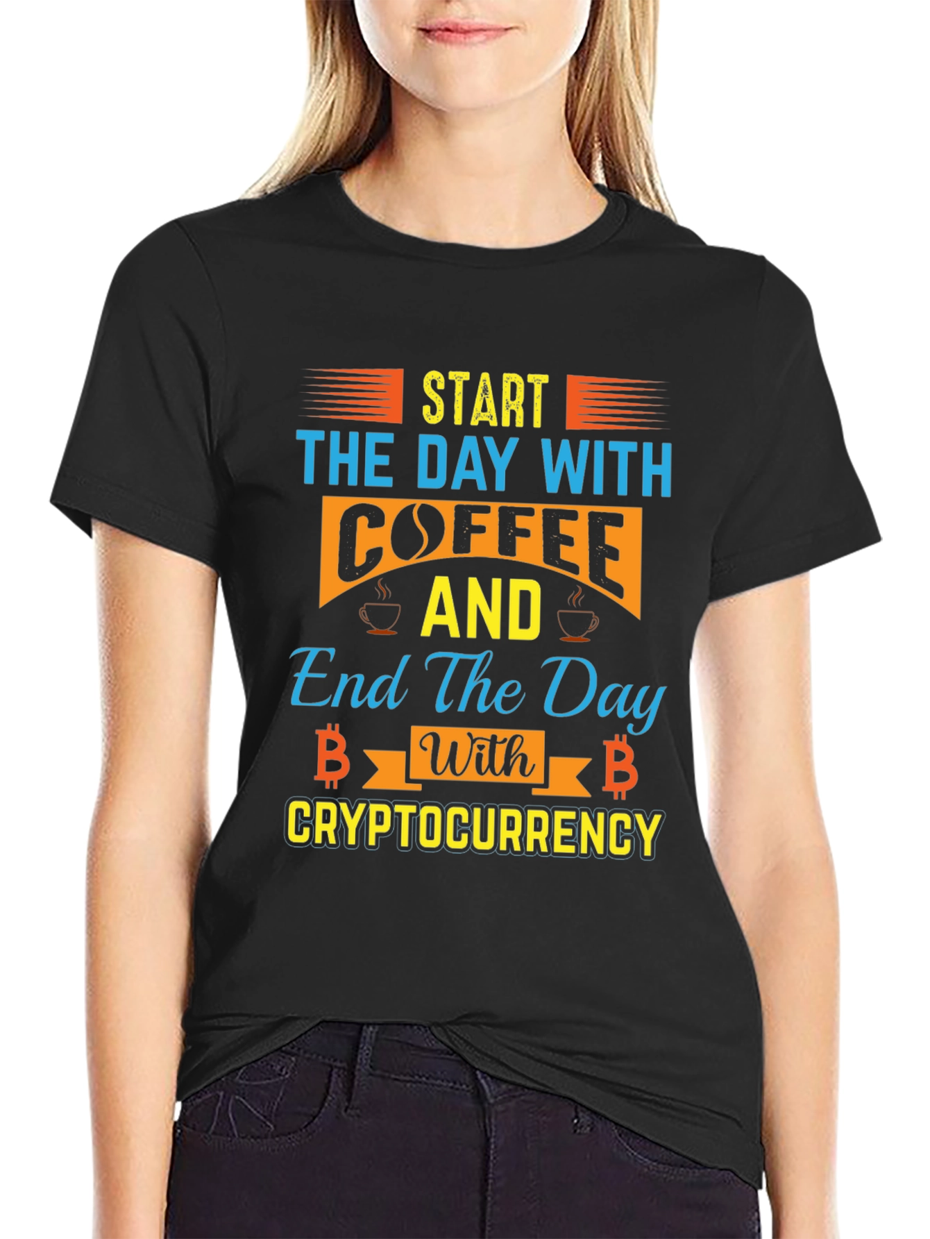 Black Coffee & Crypto T-Shirt - Start & End Your Day Right! view 2