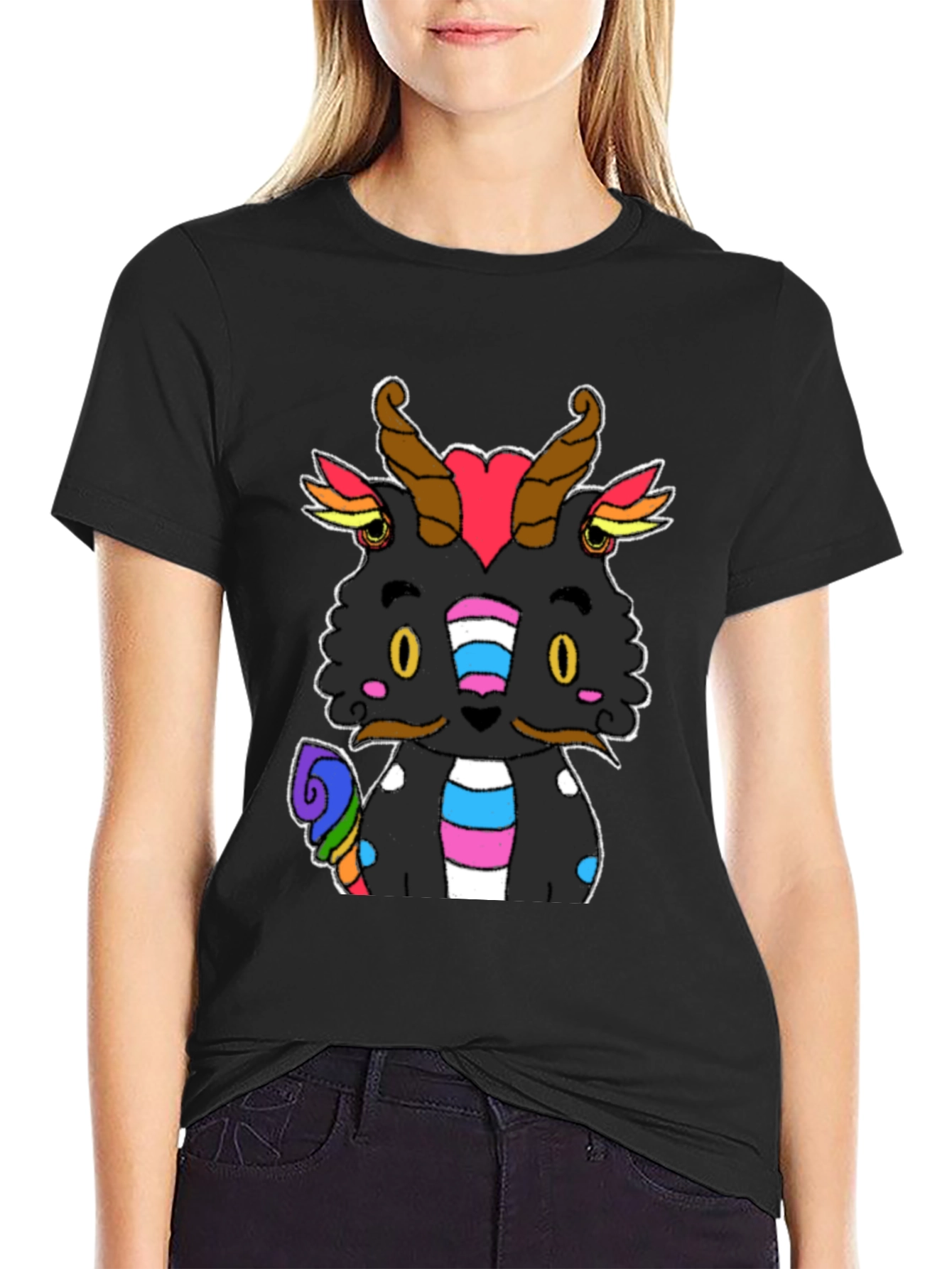 Black Pride Dragon Graphic Tee - Black Cotton T-Shirt view 2