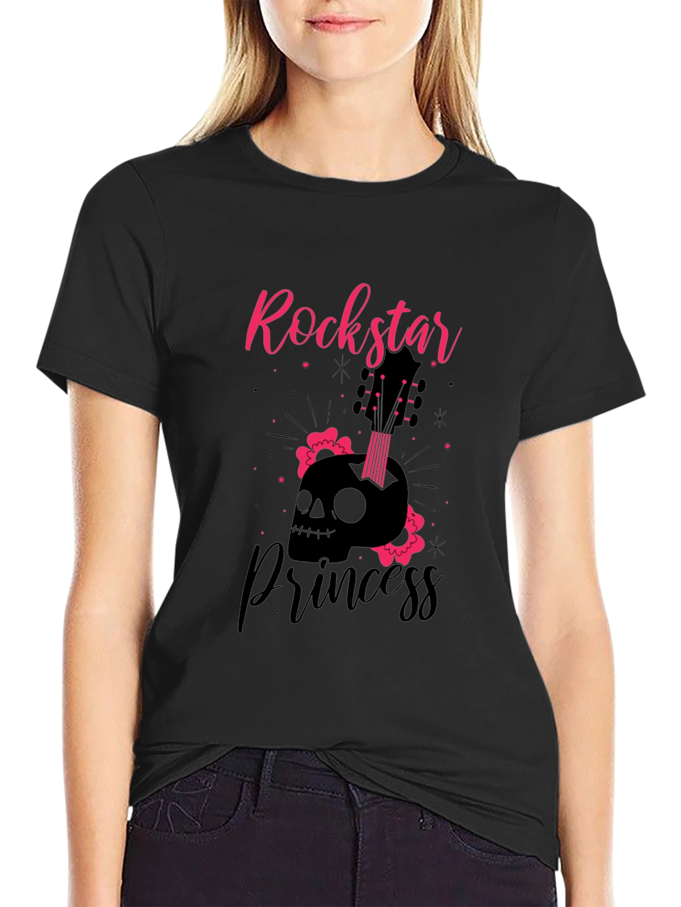 Black Rockstar Princess Black T-Shirt view 2