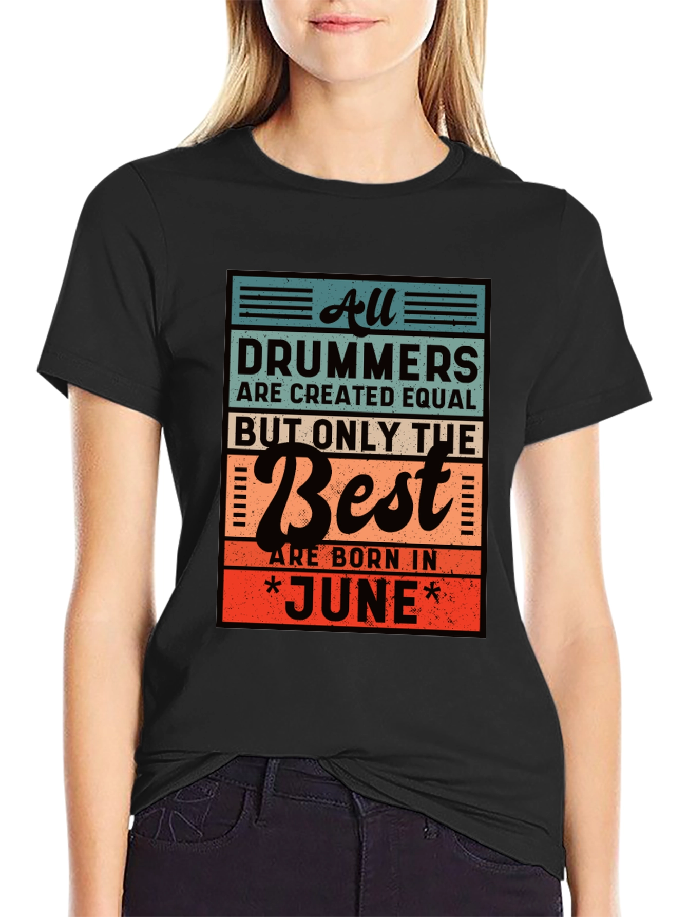 Black Drummers Born in June T-Shirt view 2