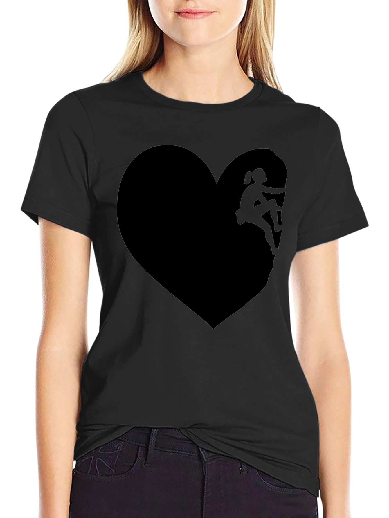 Black Climbing Heart T-Shirt - Passionate Ascent view 2