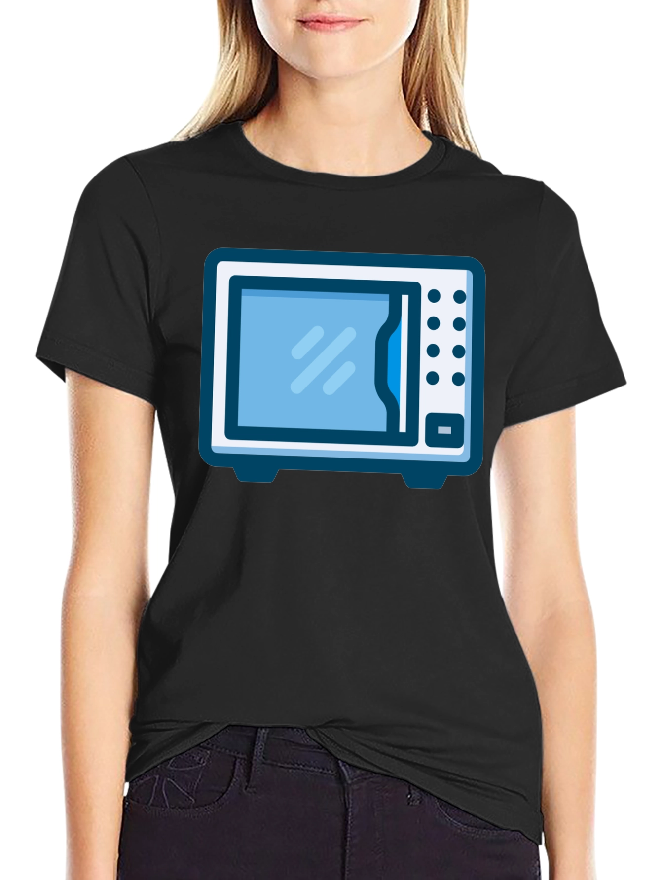 Black Microwave T-Shirt - Quirky Graphic Tee view 2