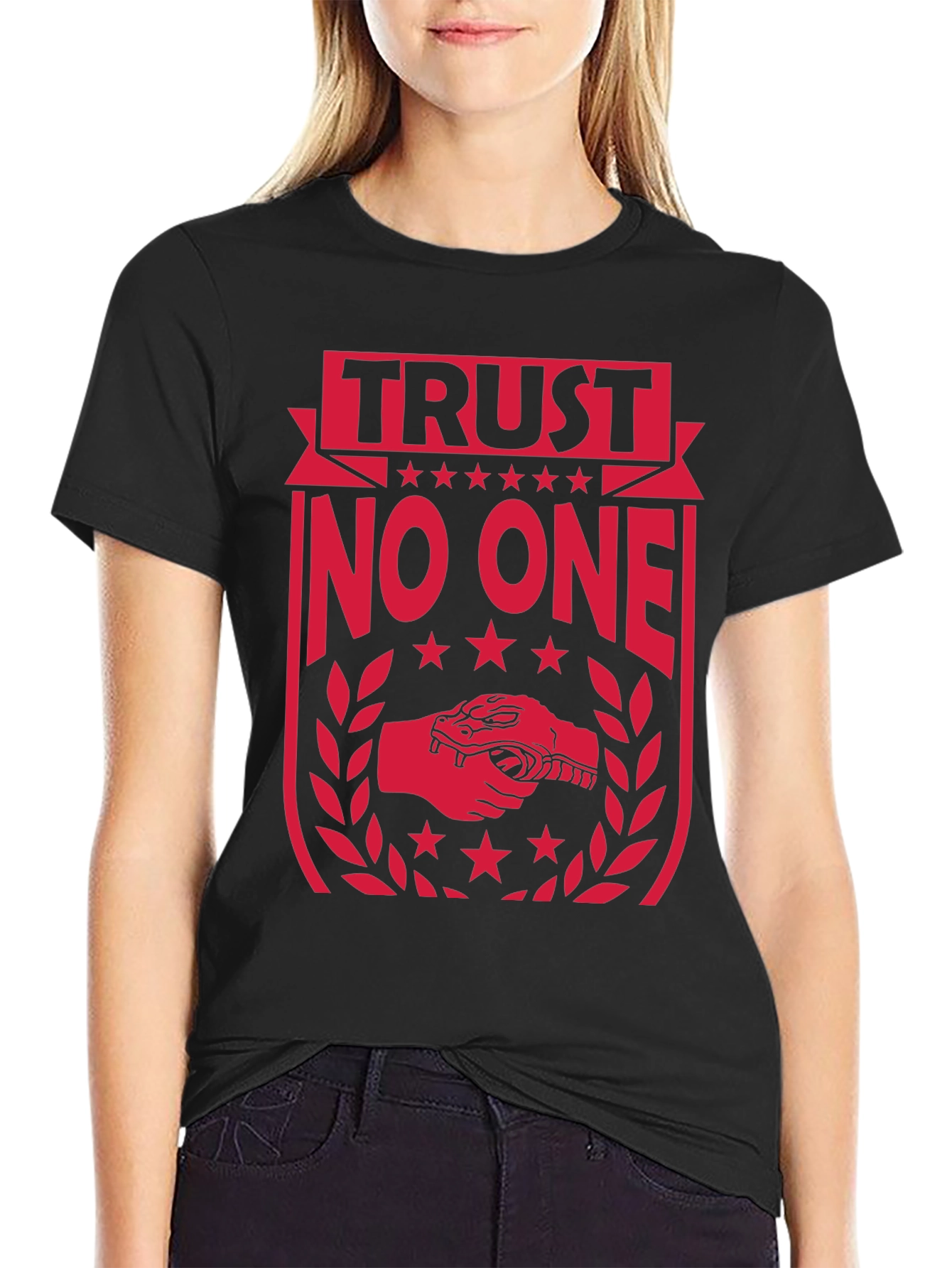Black Trust No One Graphic Tee - Black Cotton view 2