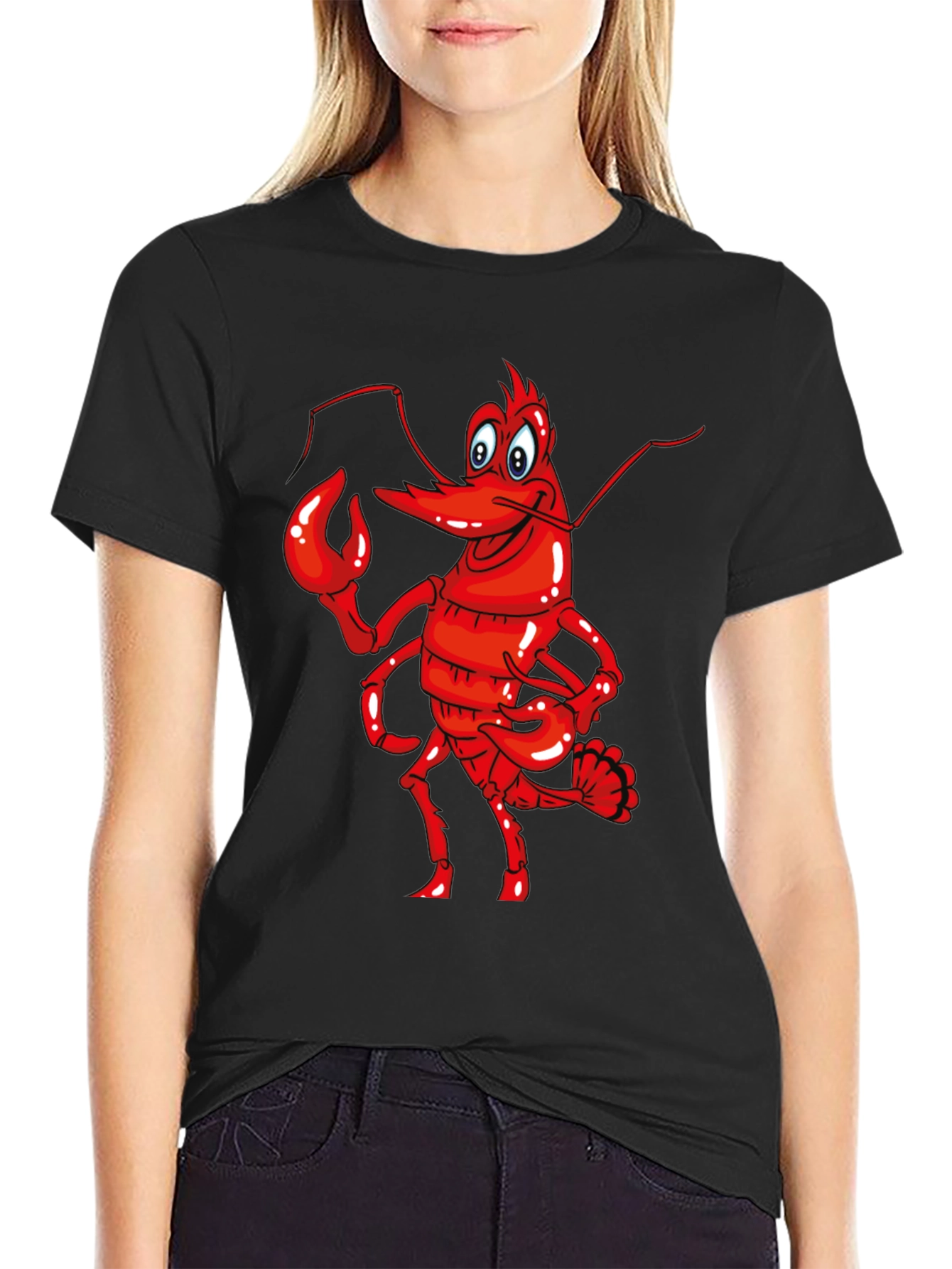 Black Funny Lobster Graphic Tee - Soft Cotton Blend Shirt view 2