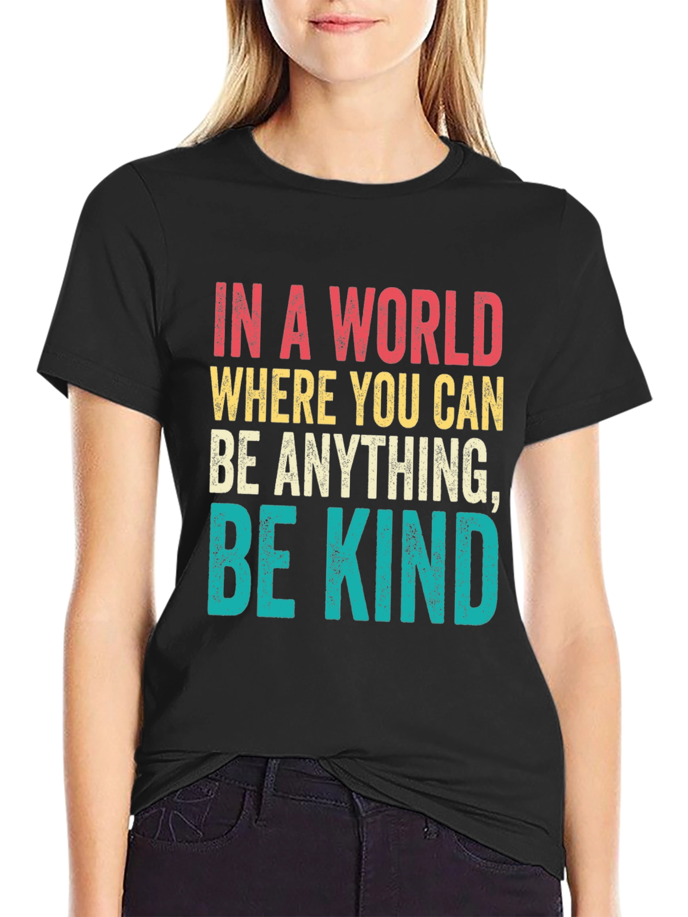 Black Be Kind T-Shirt - Inspirational Graphic Tee view 2