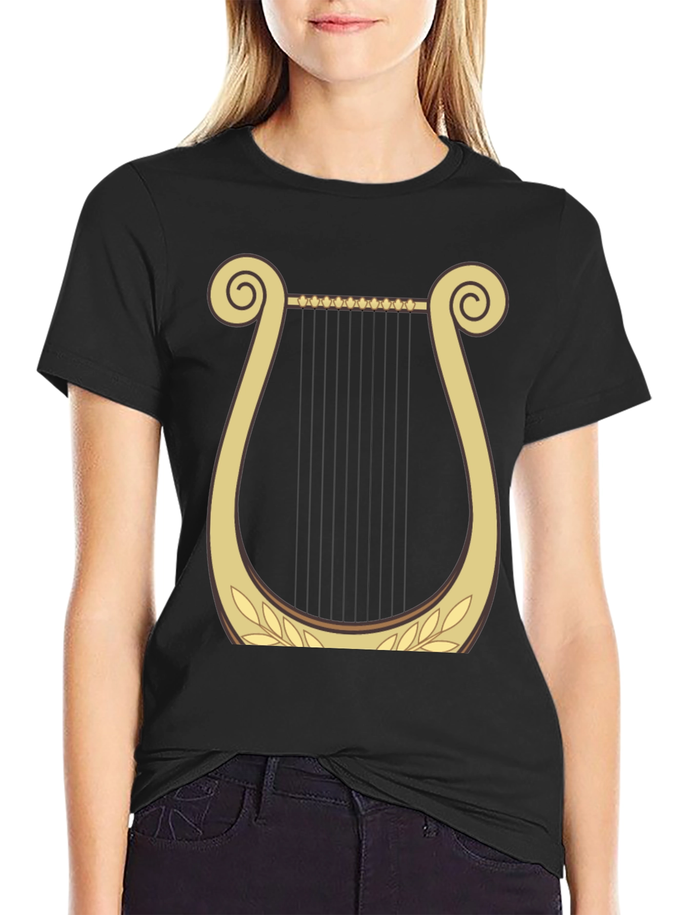 Black Lyre Graphic Tee - Black Cotton Comfort view 2