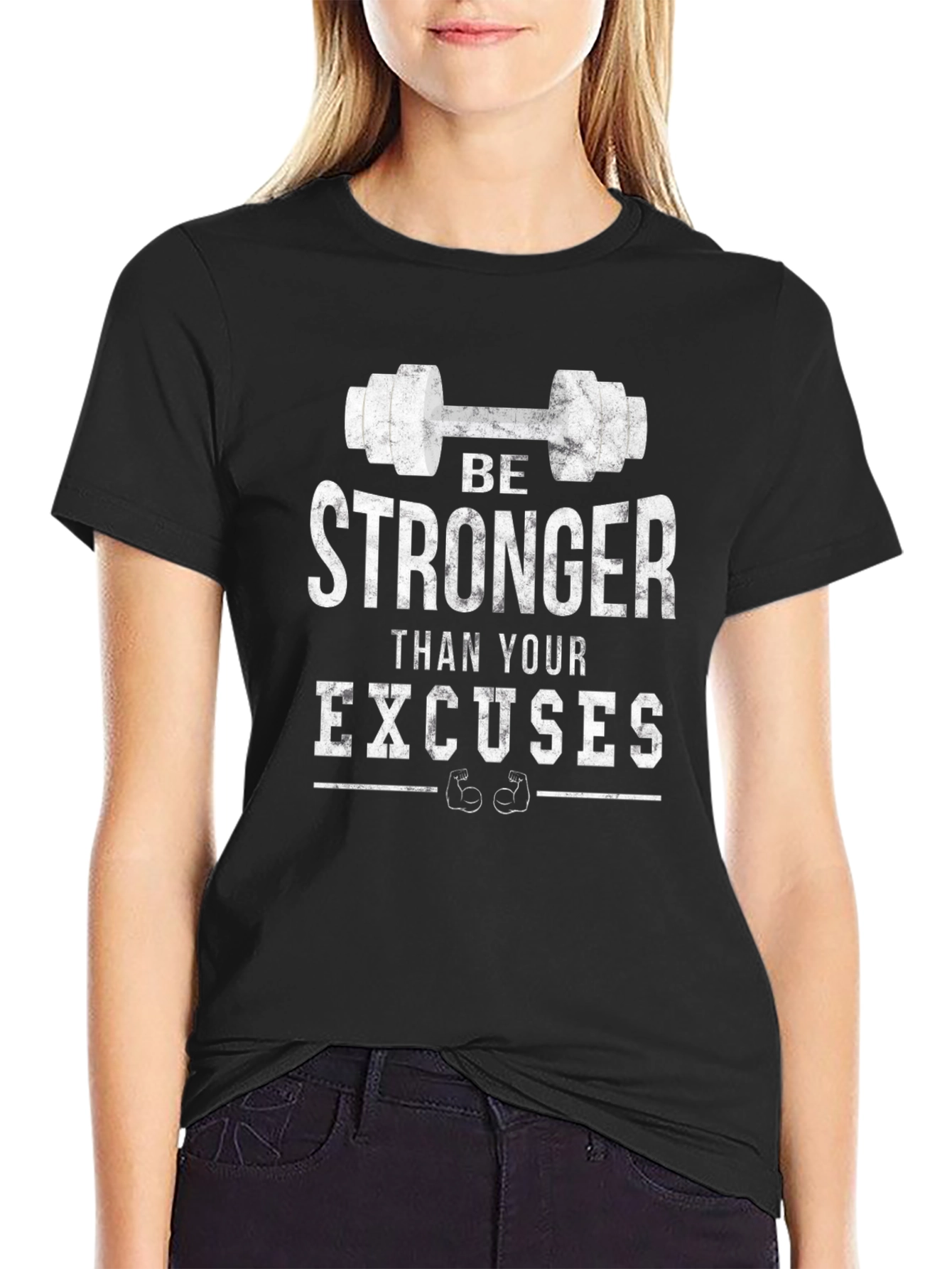 Black Be Stronger Than Your Excuses Gym T-Shirt view 2