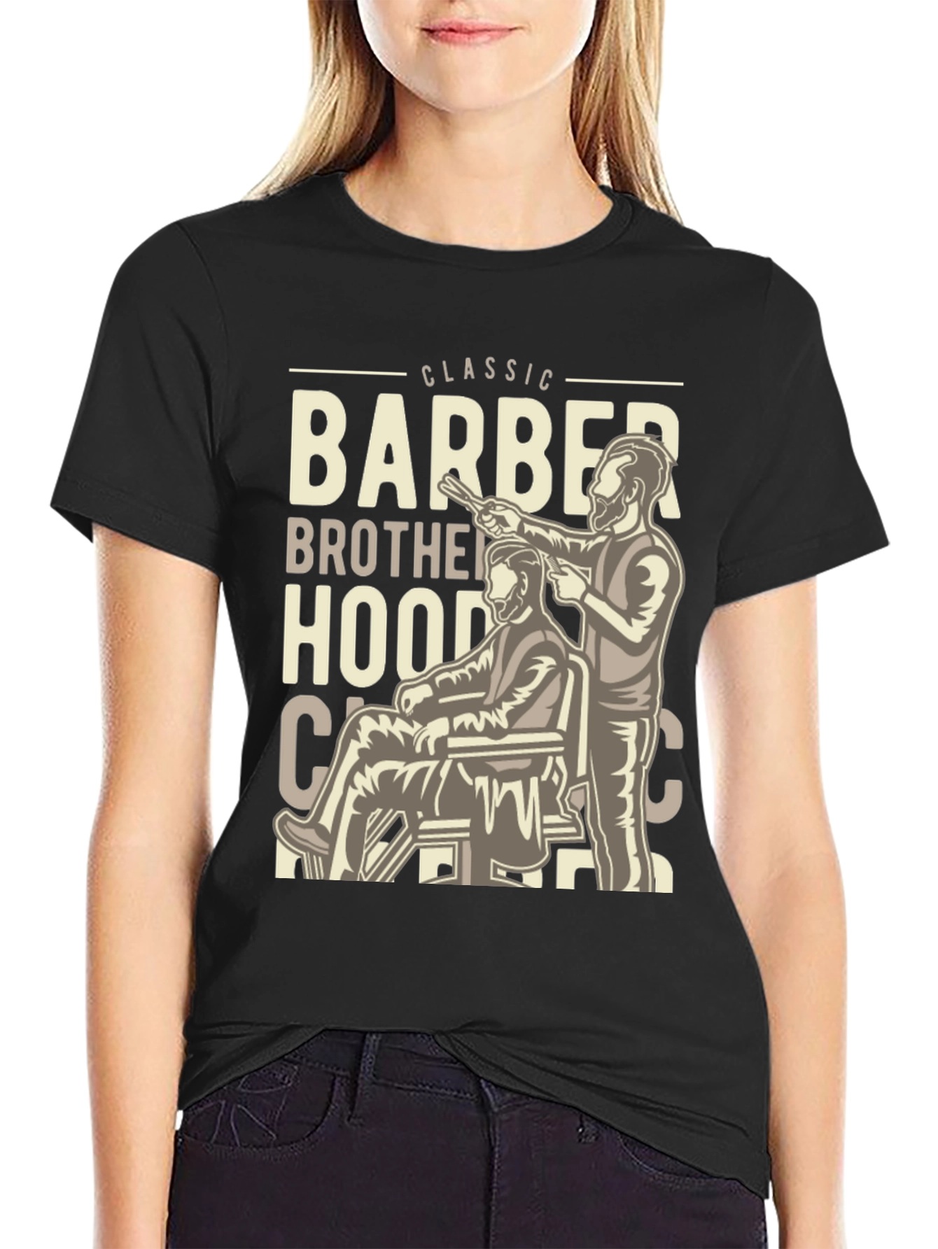 Black Classic Barber Brotherhood Tee view 2