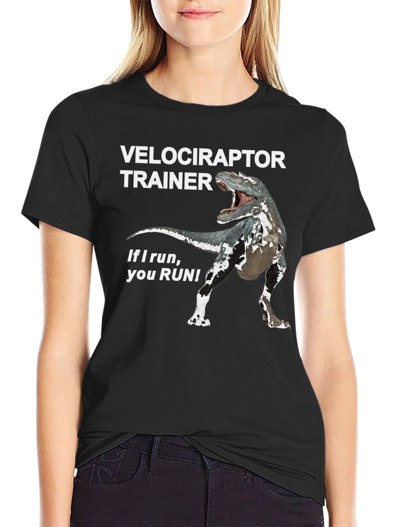 Black Velociraptor Trainer Graphic Tee view 2