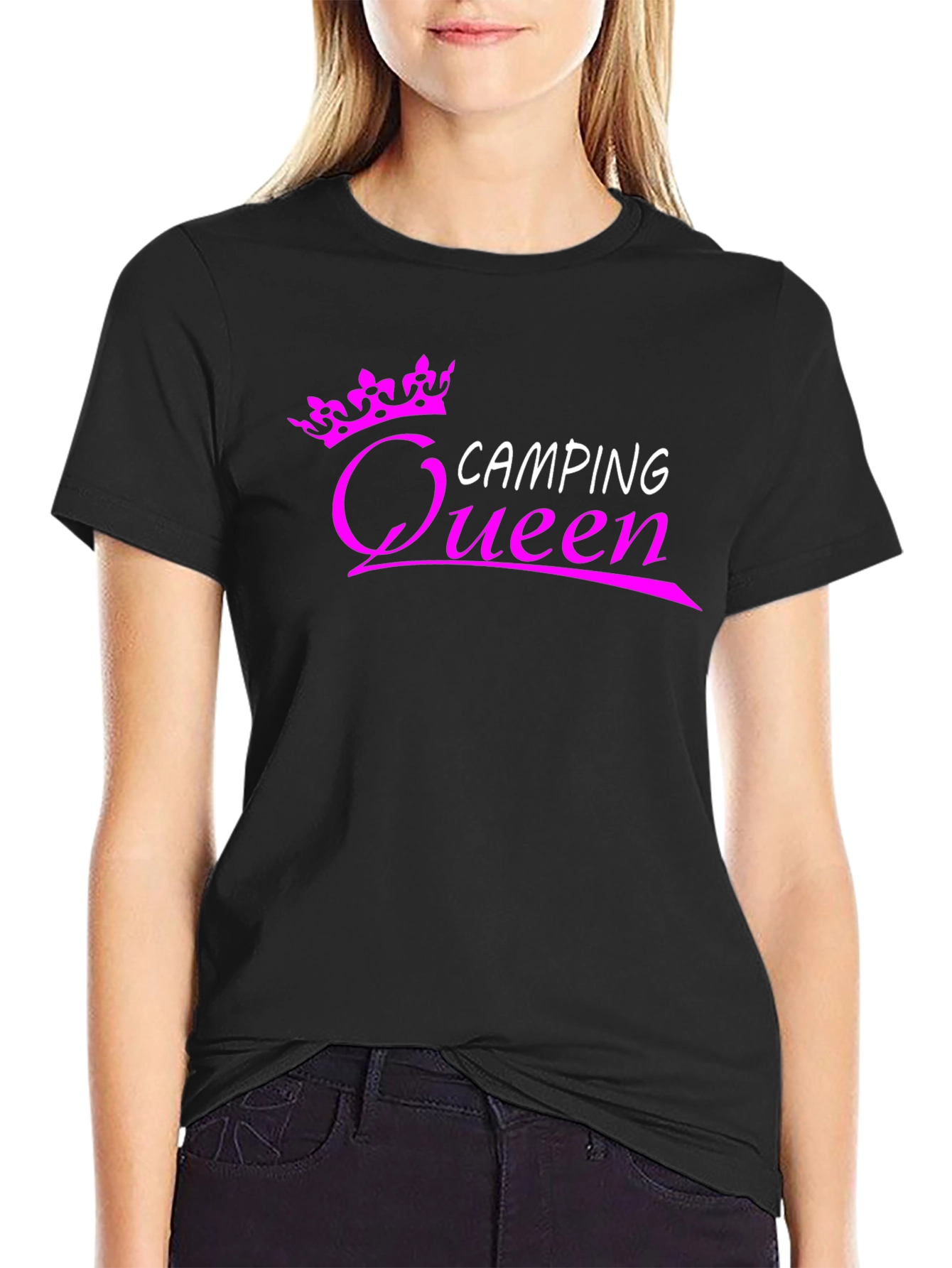 Black Camping Queen Graphic Tee - Black view 2