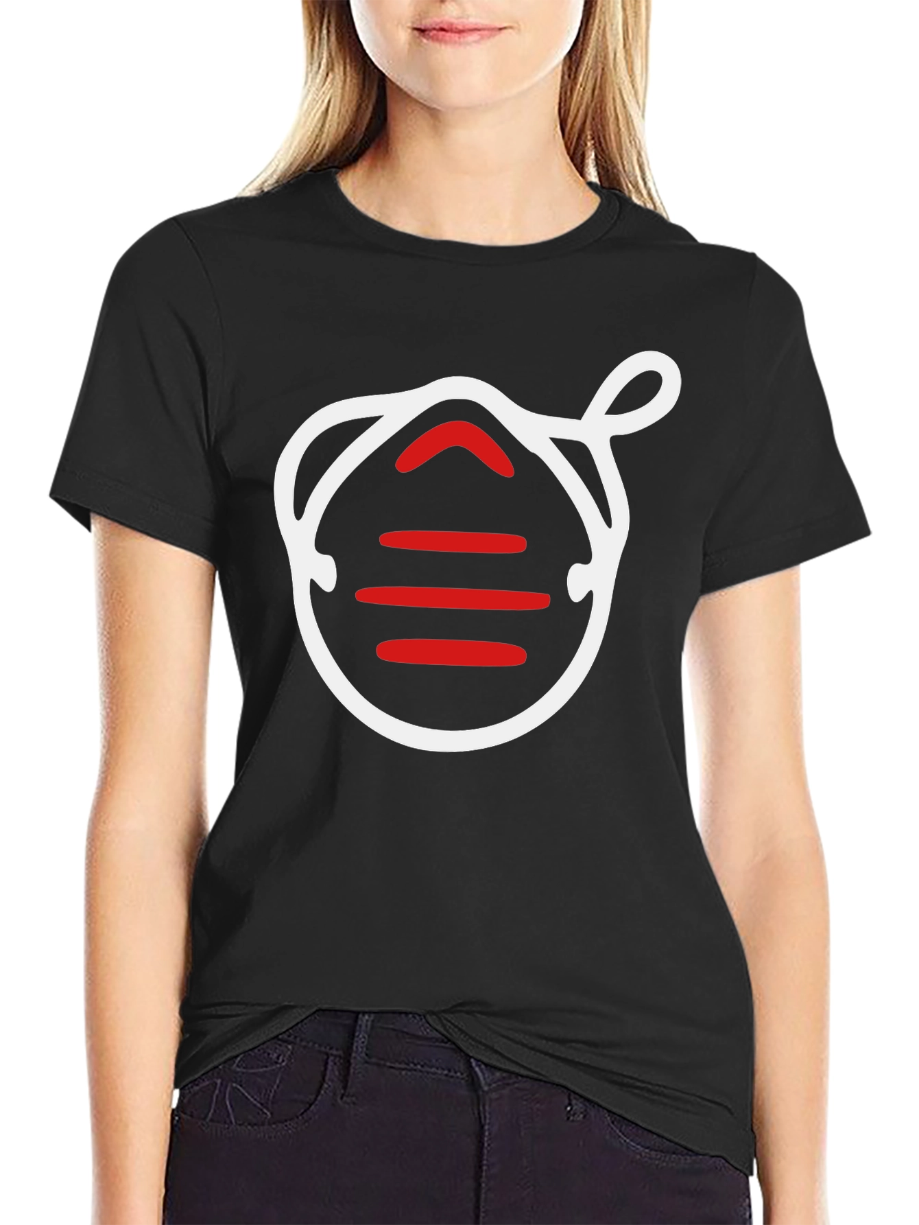 Black Graphic Tee: Mask Life Black T-Shirt view 2