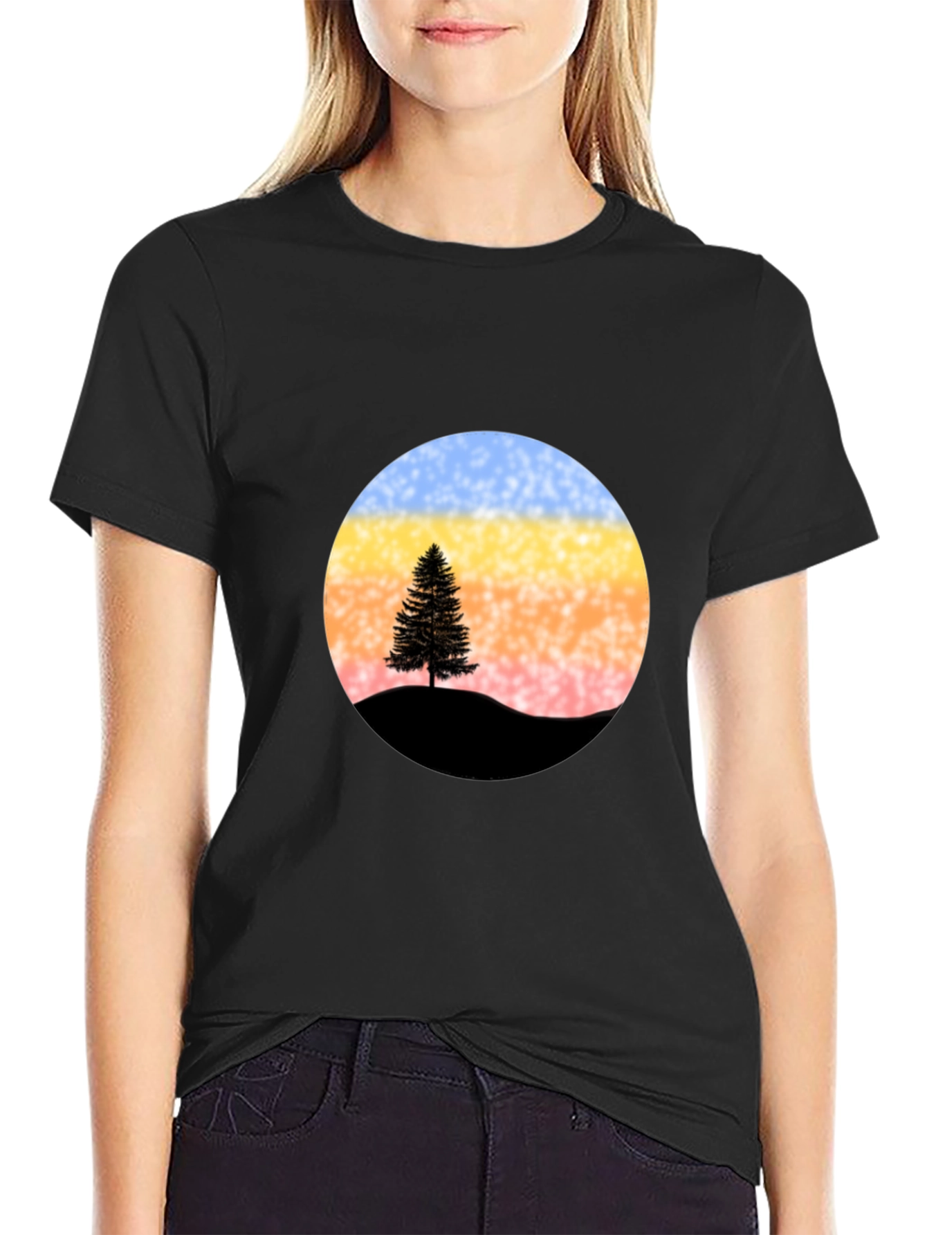 Black Sunset Tree Graphic Tee - Stylish & Unique view 2