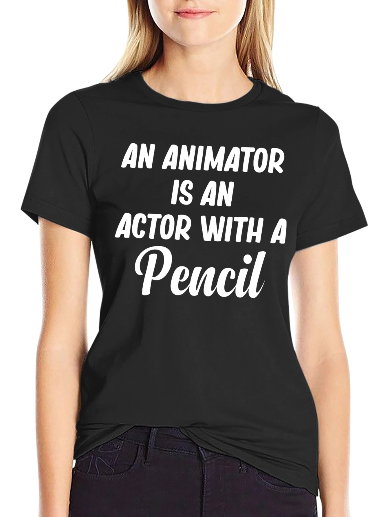 Animator Actor With Pencil T-Shirt - Black Graphic Tee - 2