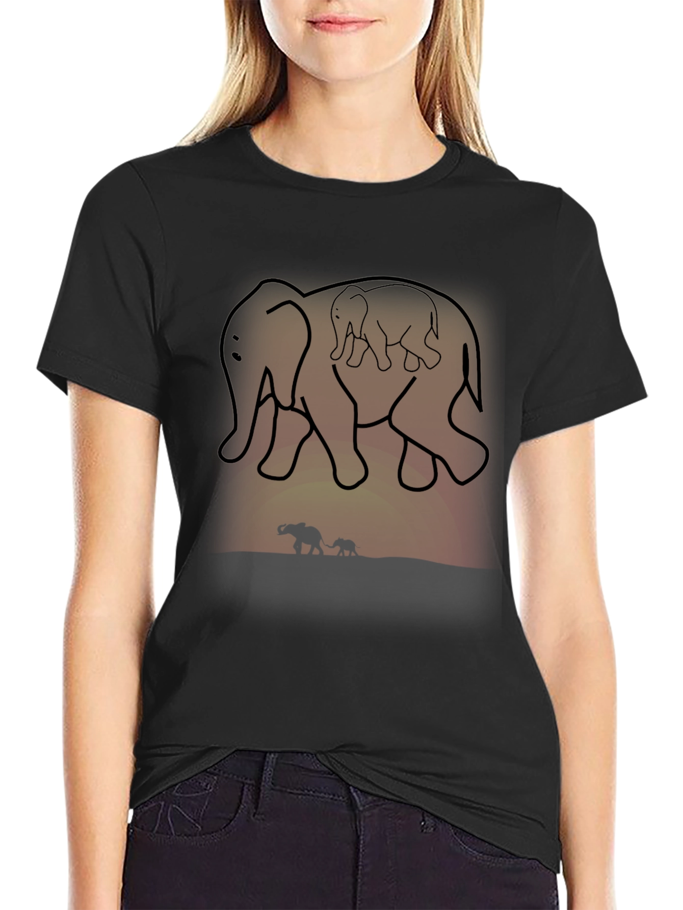 Black Elephant Family Graphic Tee view 2