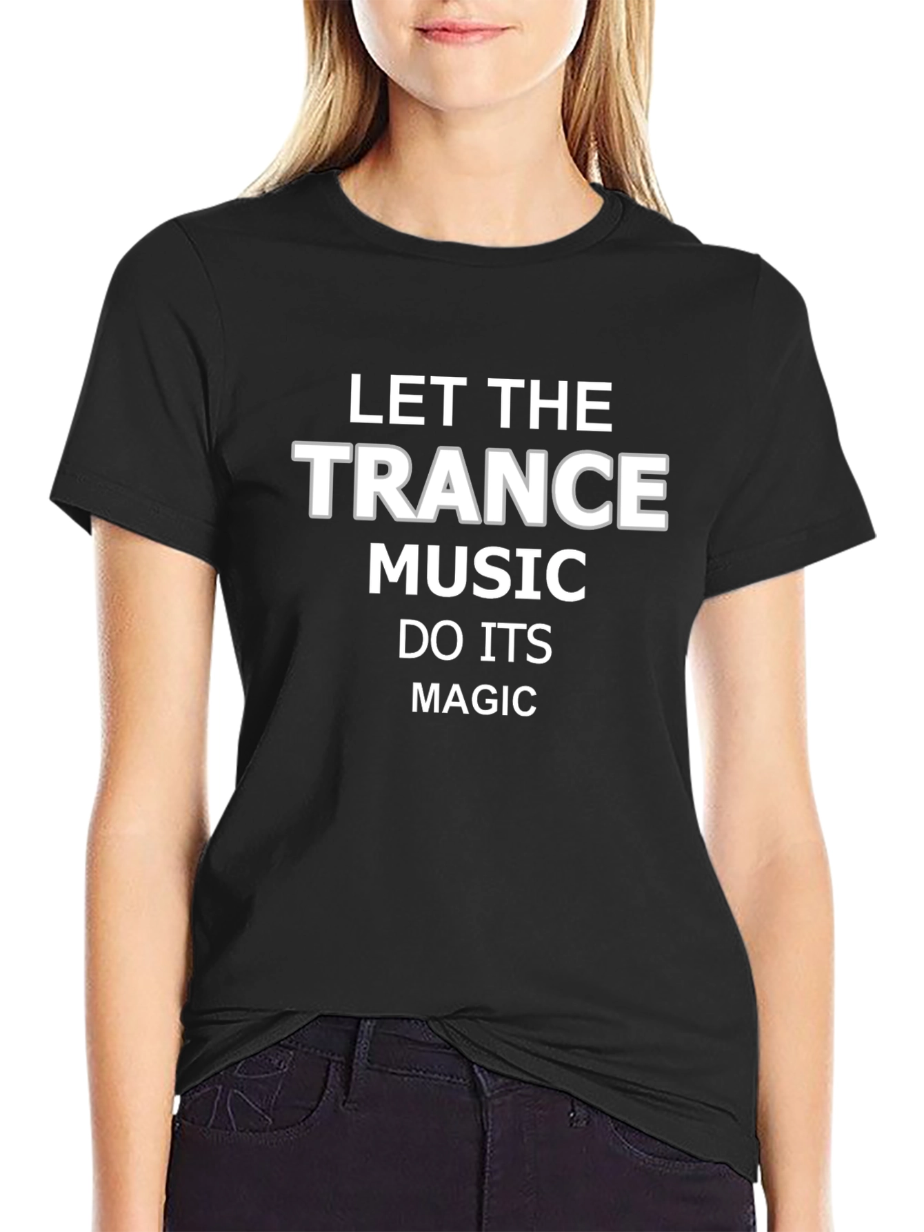 Black Trance Music Graphic Tee - Let The Music Do Its Magic view 2