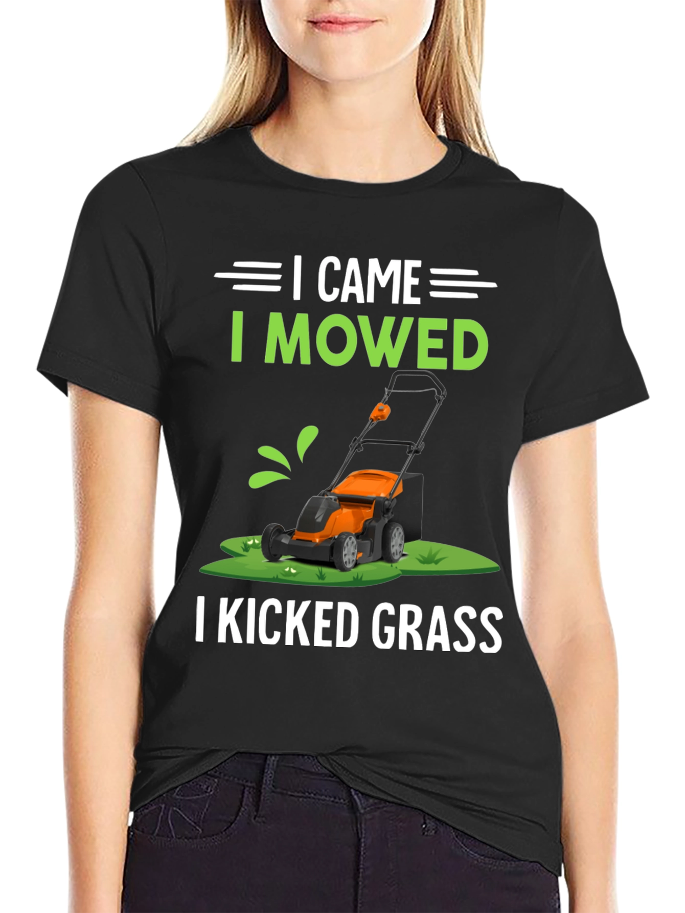 Black I Came I Mowed I Kicked Grass T-Shirt view 2