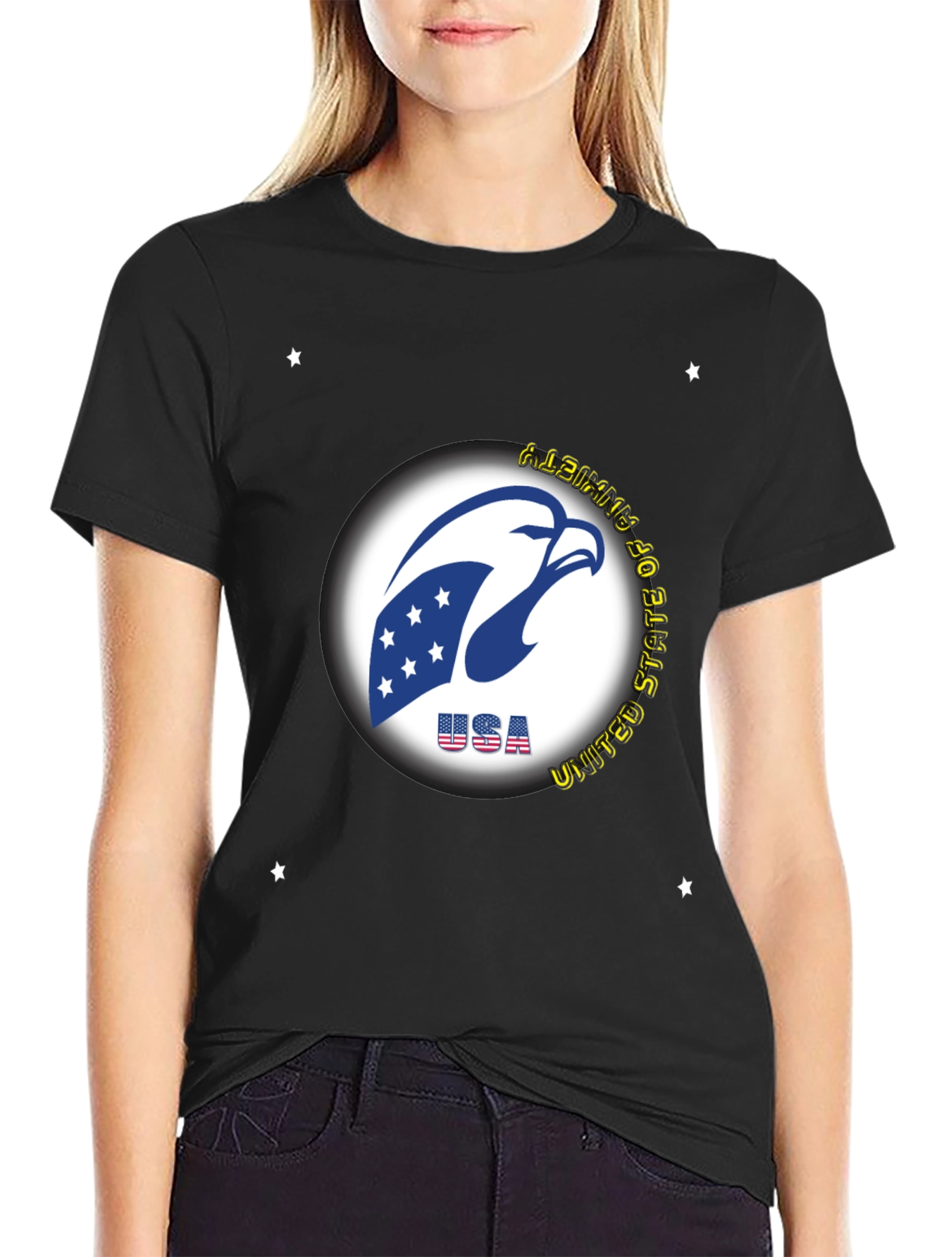 Black USA Eagle Graphic Tee - Patriotic Style view 2