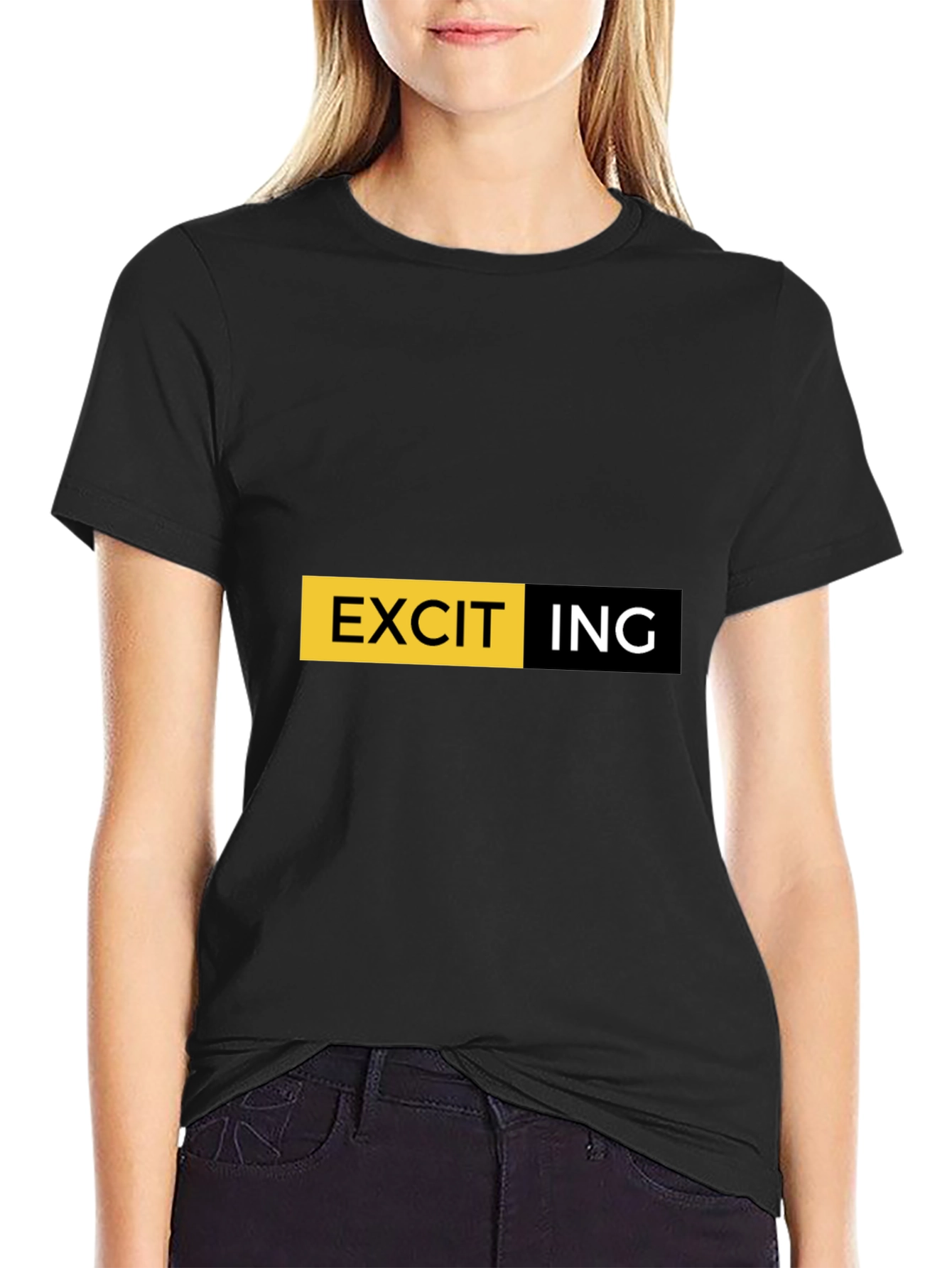 Black Exciting Graphic Print Crew Neck T-Shirt view 2