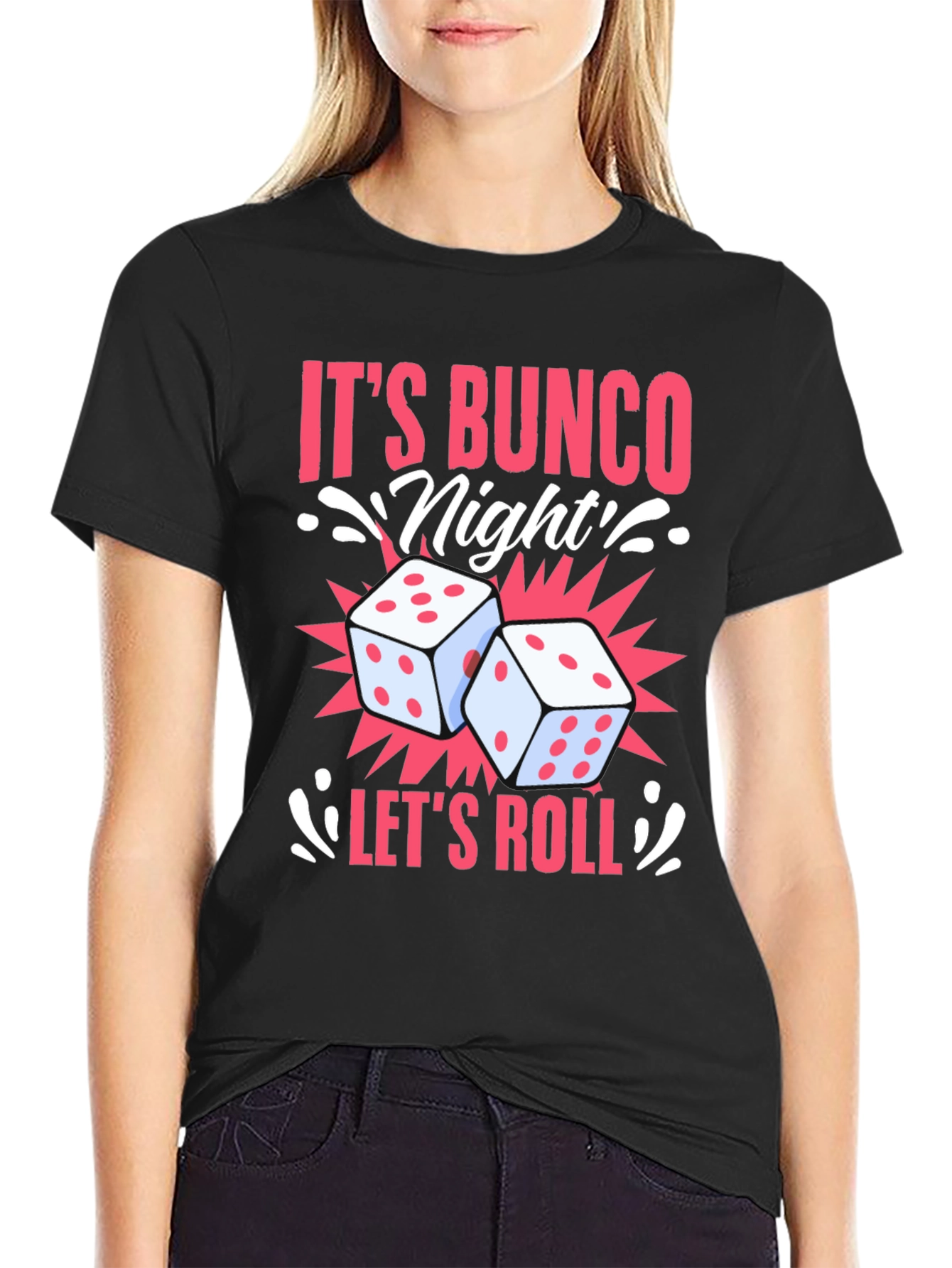 Black It's Bunco Night! Dice Graphic Tee view 2