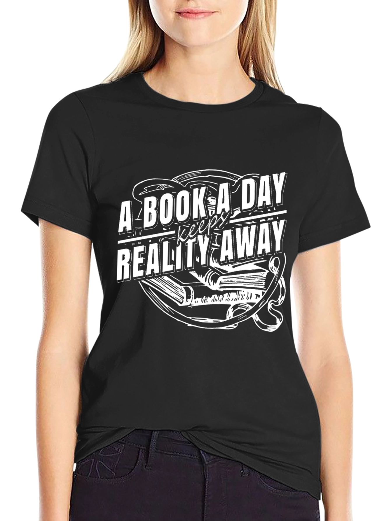 Black Book A Day Keeps Reality Away T-Shirt view 2