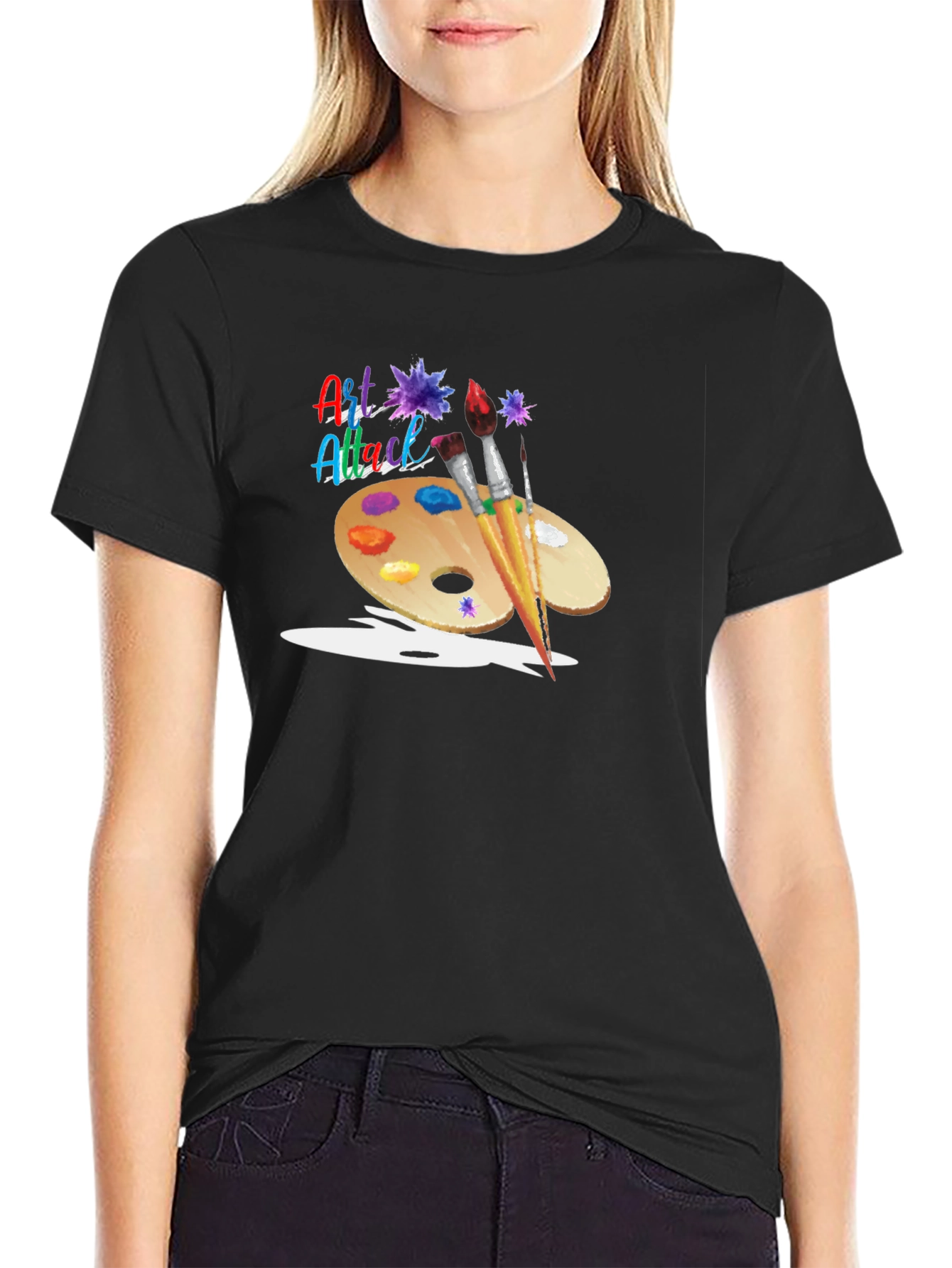 Art Attack Graphic Black T-Shirt - 2