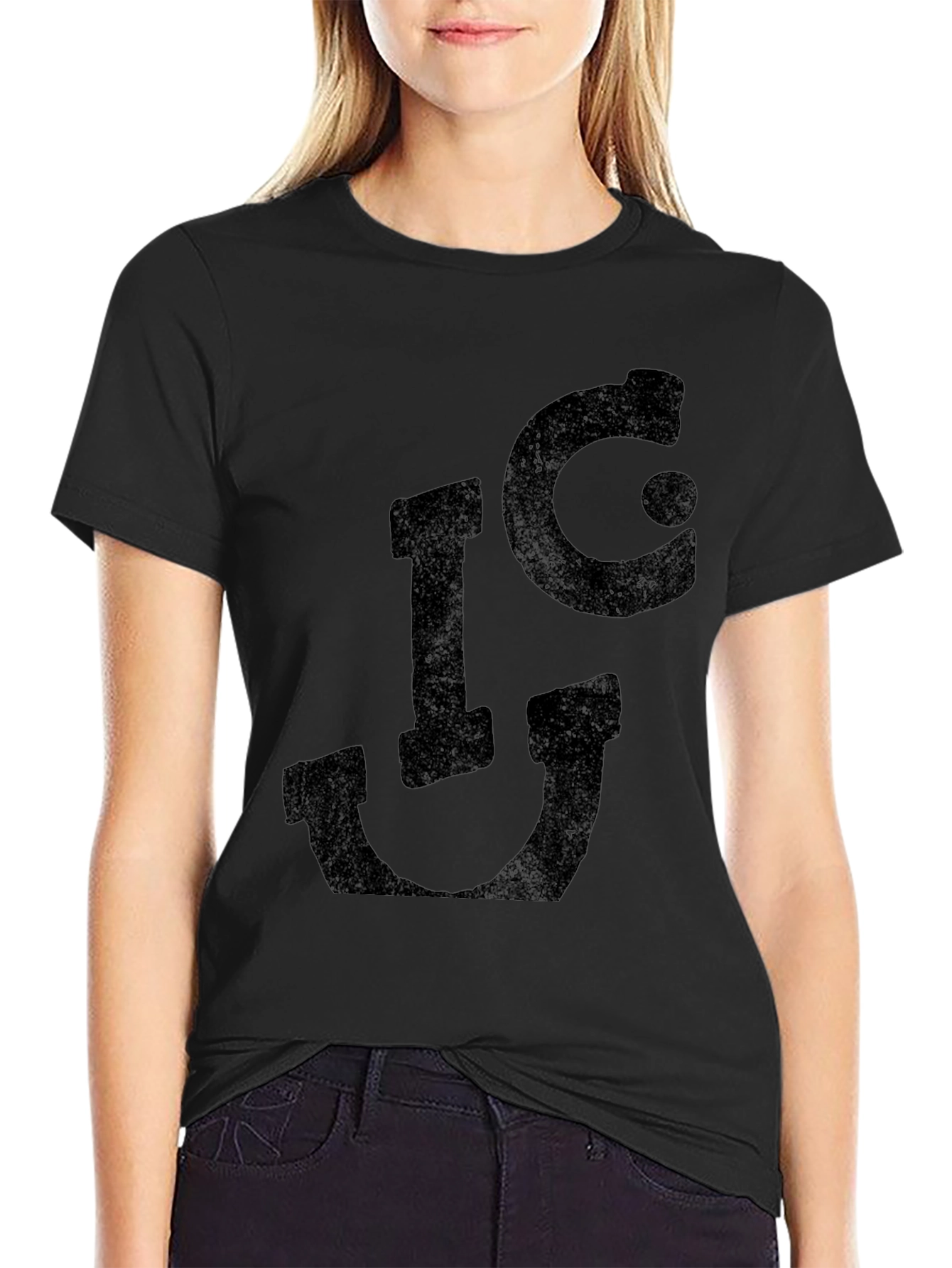 Black Distressed I❤U Graphic Tee - Black view 2