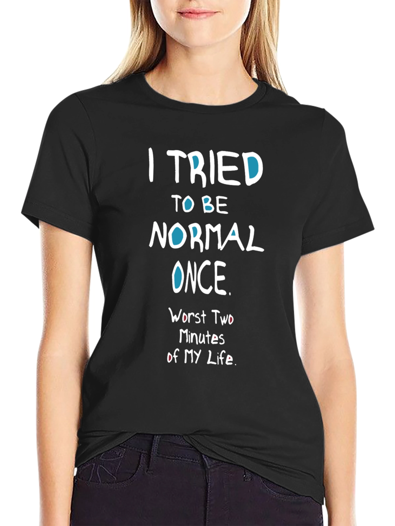 Black Funny Graphic T-Shirt - I Tried To Be Normal view 2
