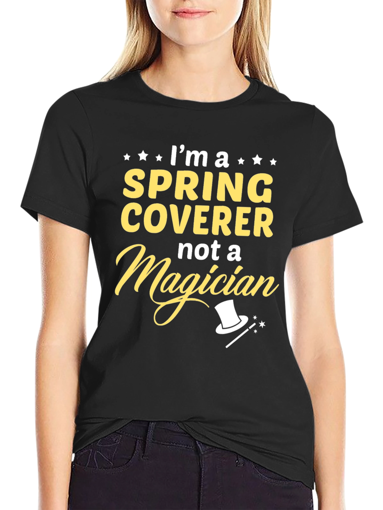 Black Spring Coverer Not a Magician T-Shirt view 2