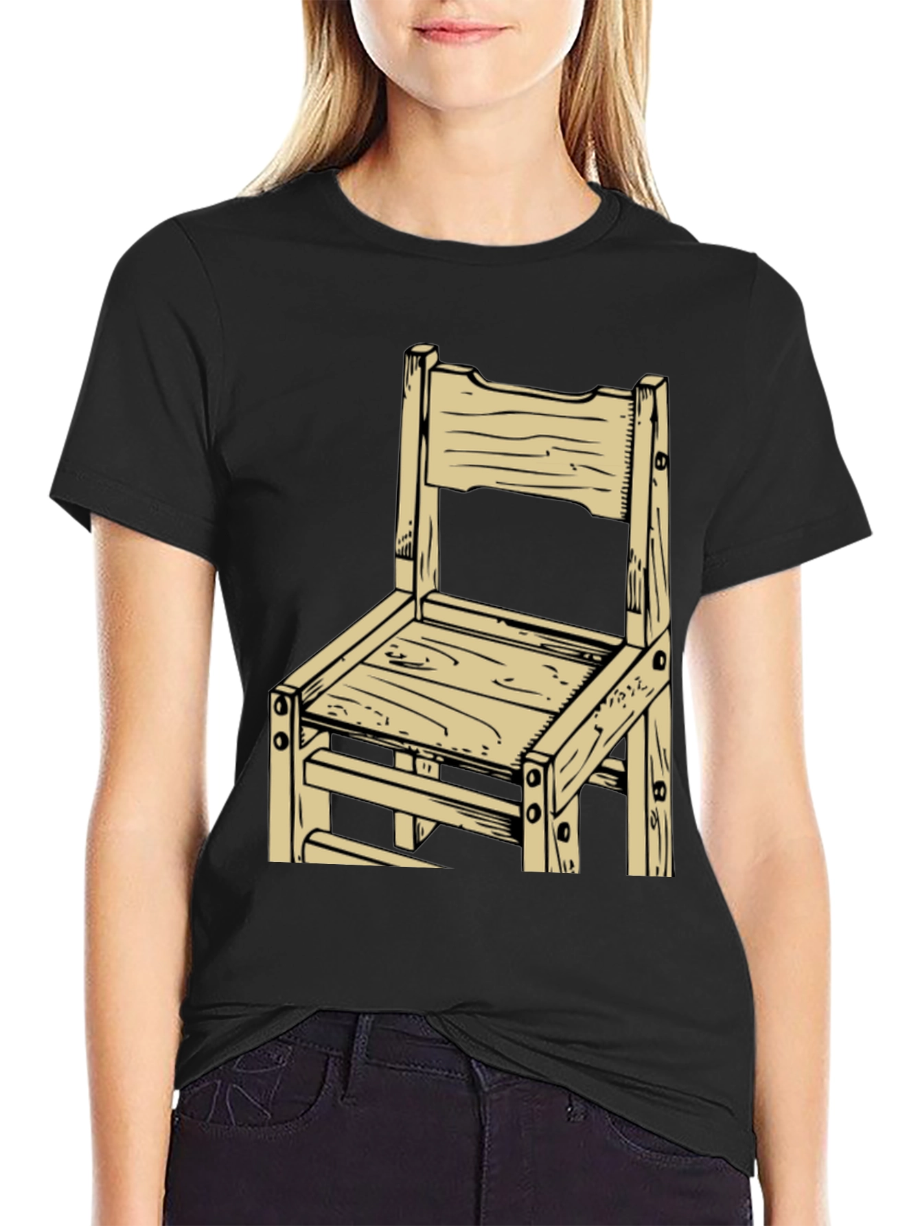 Rustic Wooden Chair Graphic Tee - Black - 2