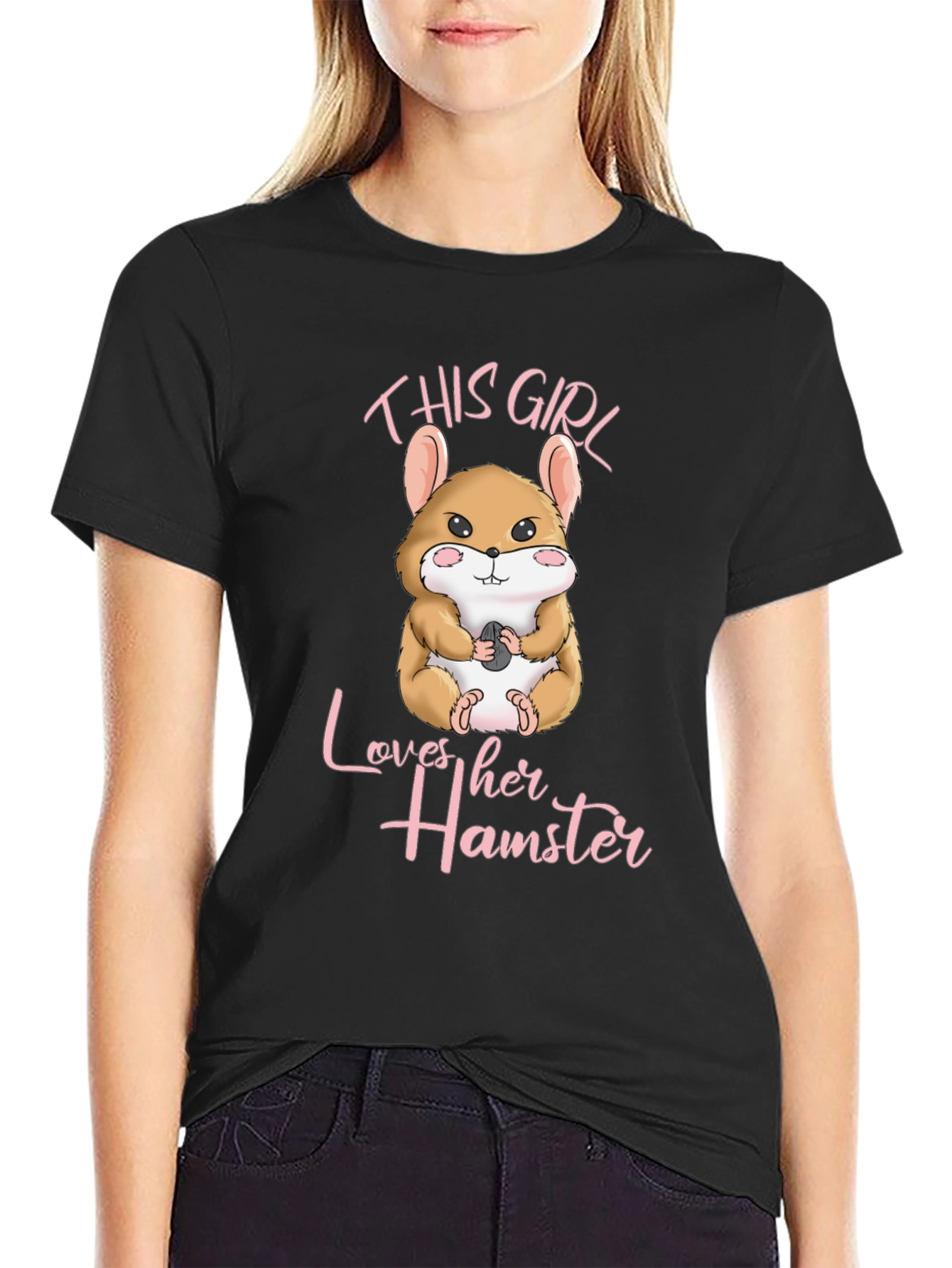 Black Cute Hamster Lover T-Shirt view 2